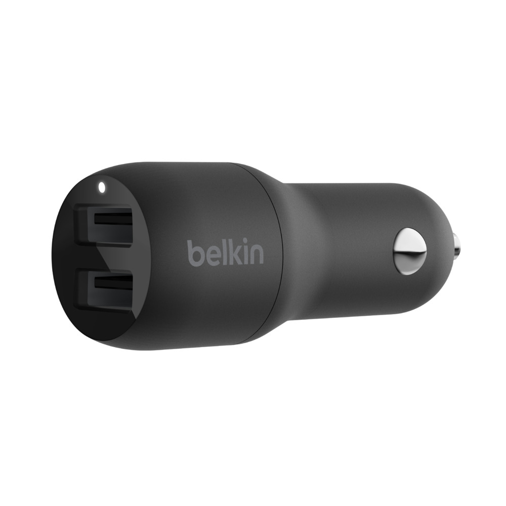 BELKIN Dual USB-A Car Charger, 12W X2, BLK