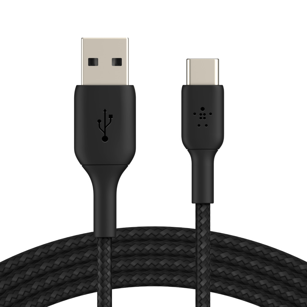 Obrázok BELKIN kabel oplétaný USB-C - USB-A, 2m, černý CAB002bt2MBK