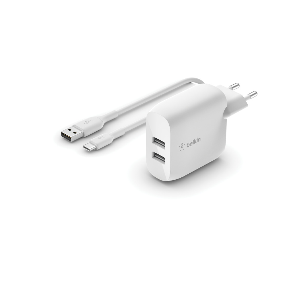 BELKIN Dual USB-A nabíječka, 24W + USB-C kabel
