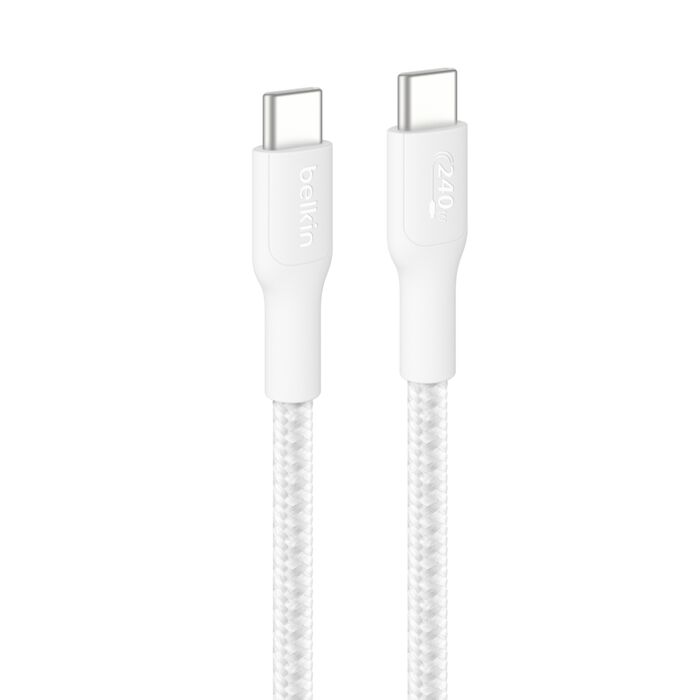 BELKIN kabel USB-C 240W oplétaný 3m bílý