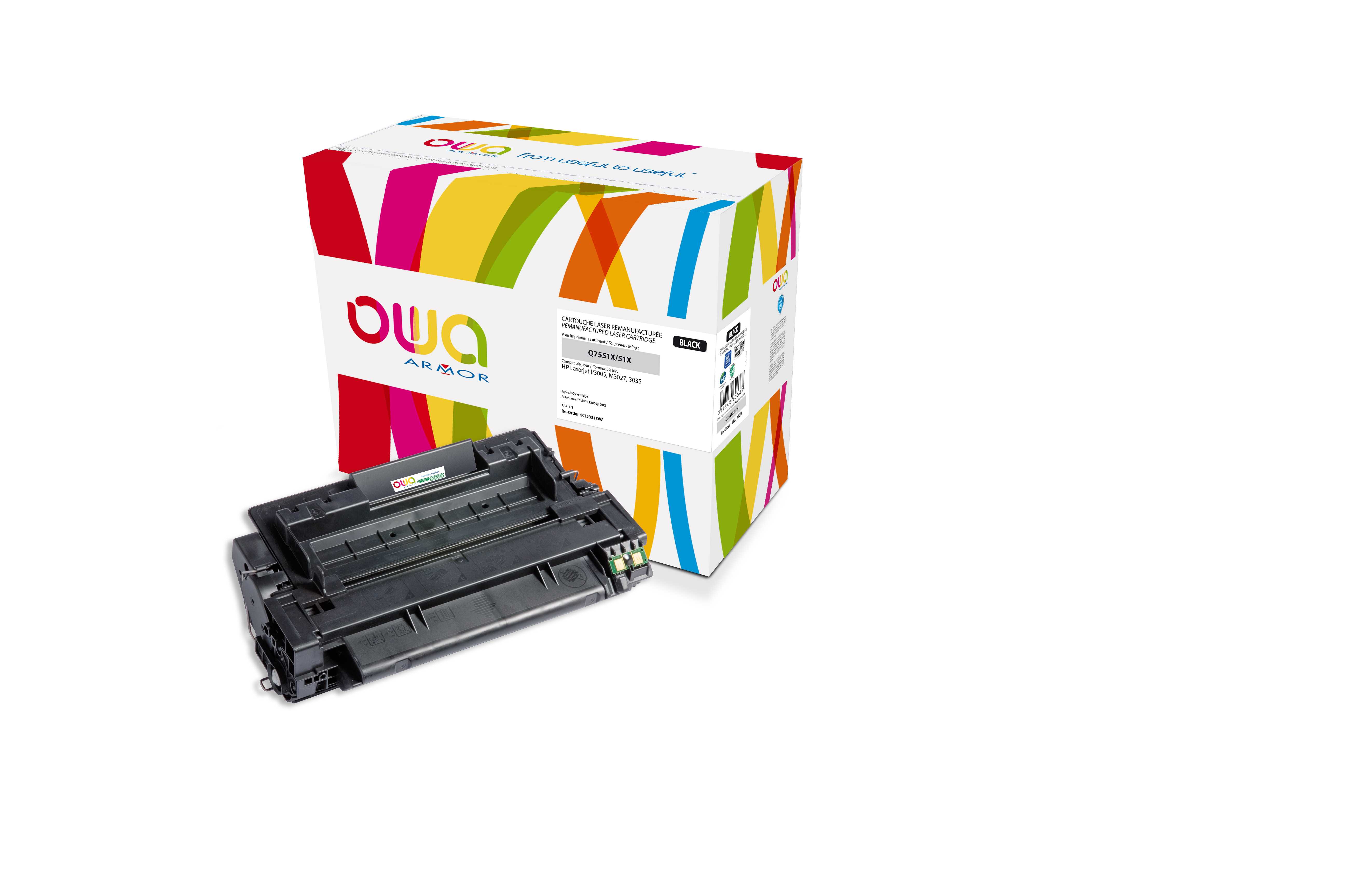 OWA Armor toner kompatibilní s HP LJ P3005, Q7551X, 13000st, černá/black