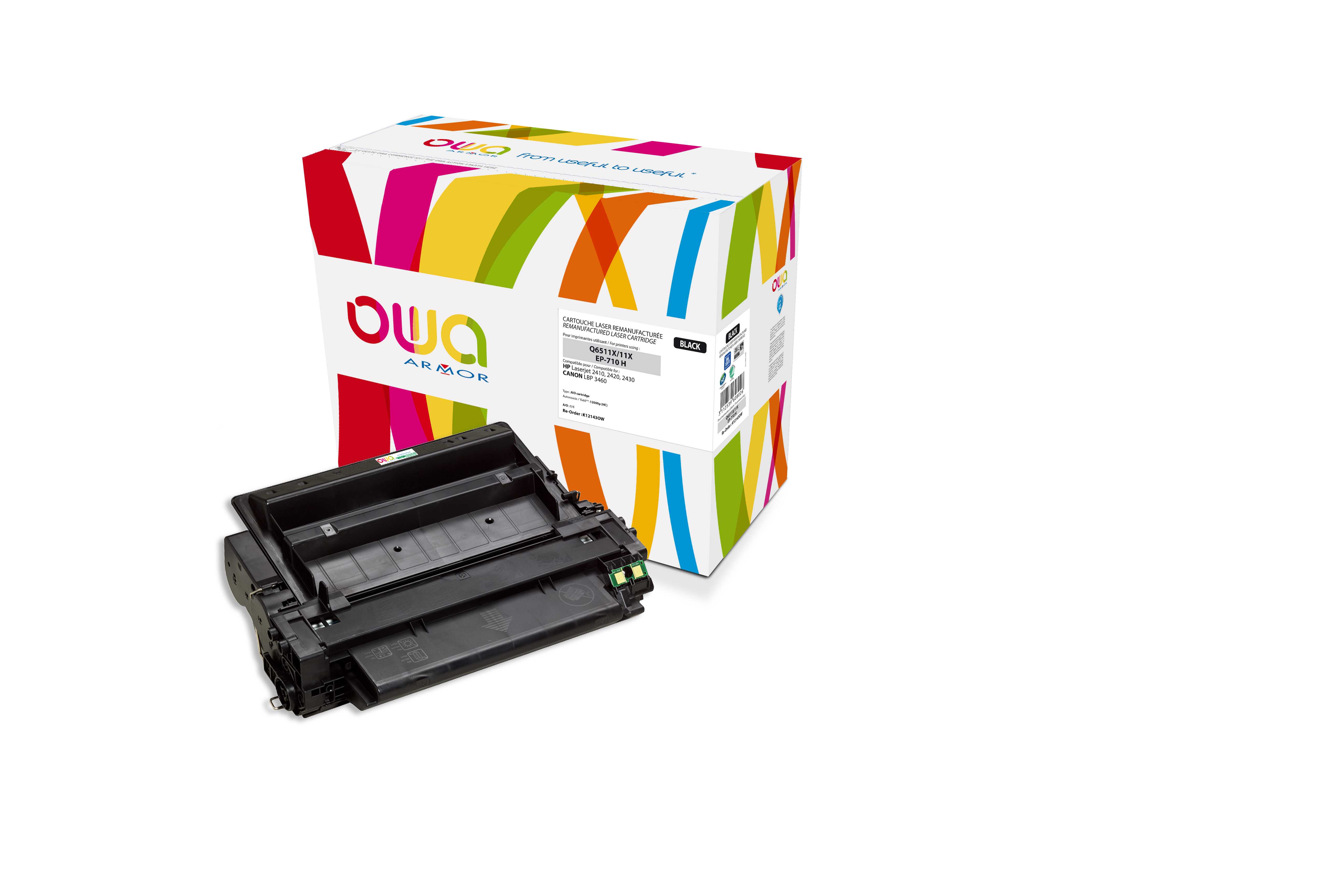 OWA Armor toner kompatibilní s HP LJ 2410 HC, Q6511X, 12000st, černá/black