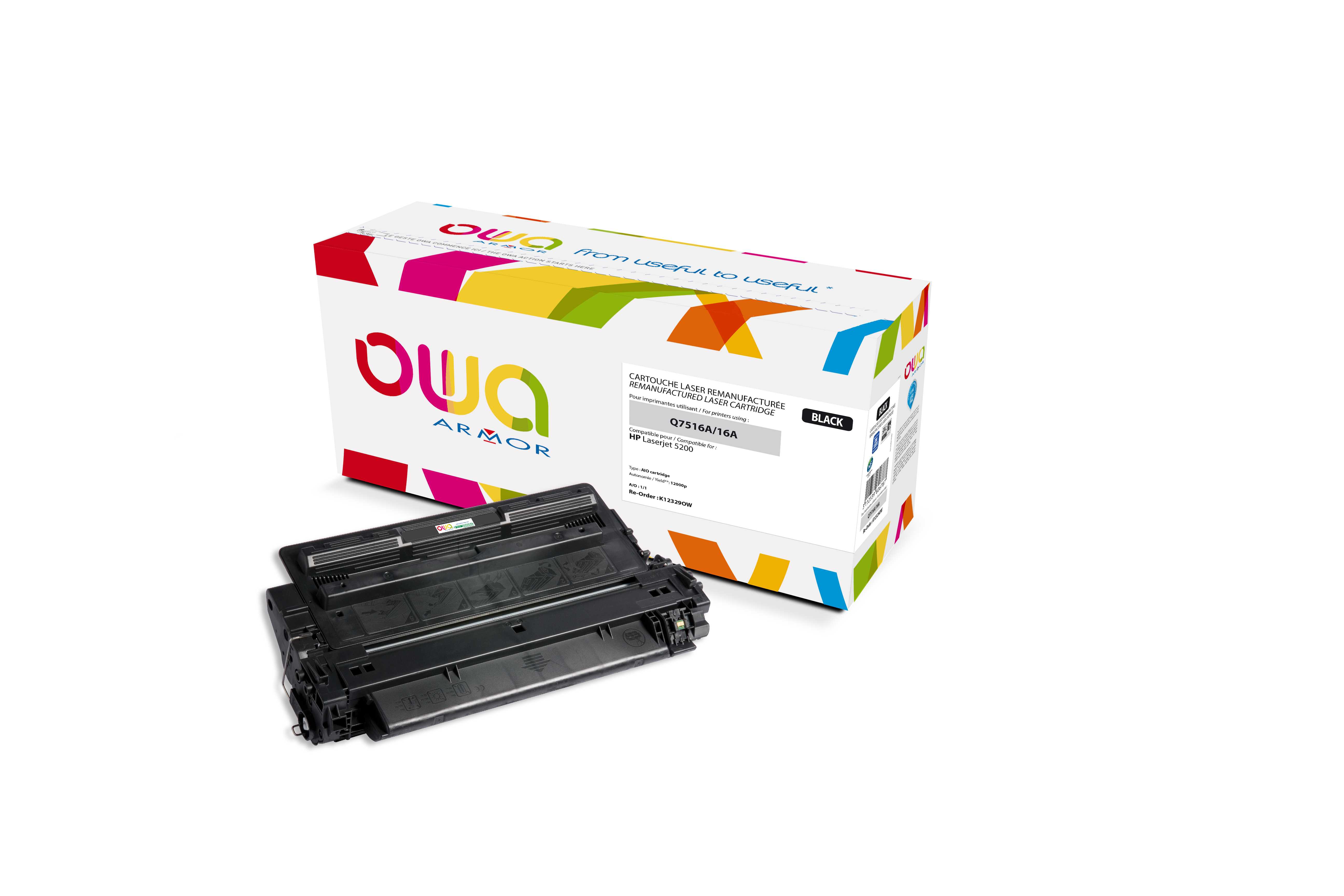 OWA Armor toner kompatibilní s HP LJ 5200, Q7516A, 12000st, černá/black