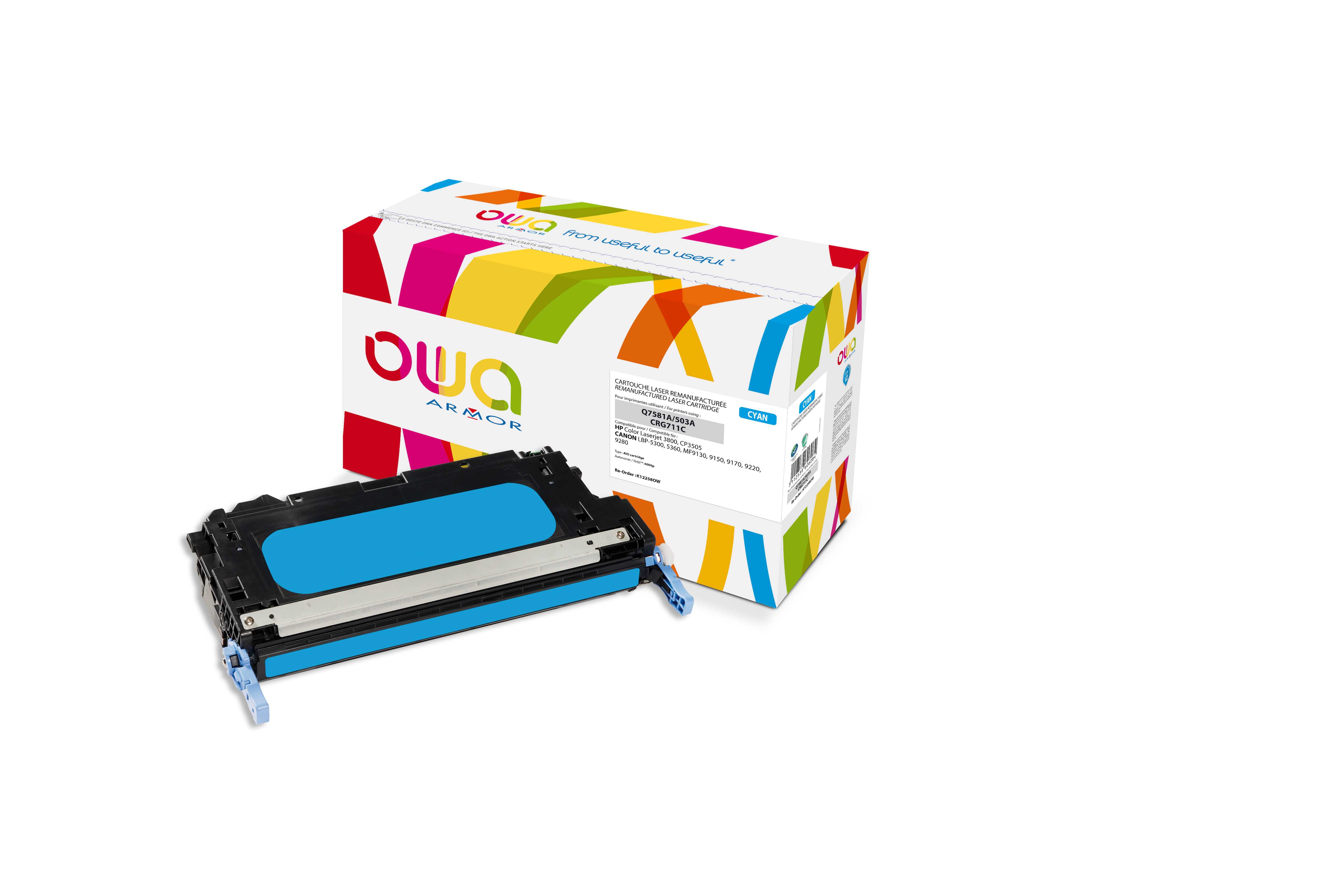 OWA Armor toner kompatibilní s HP Q7581A, 6000st, modrá/cyan