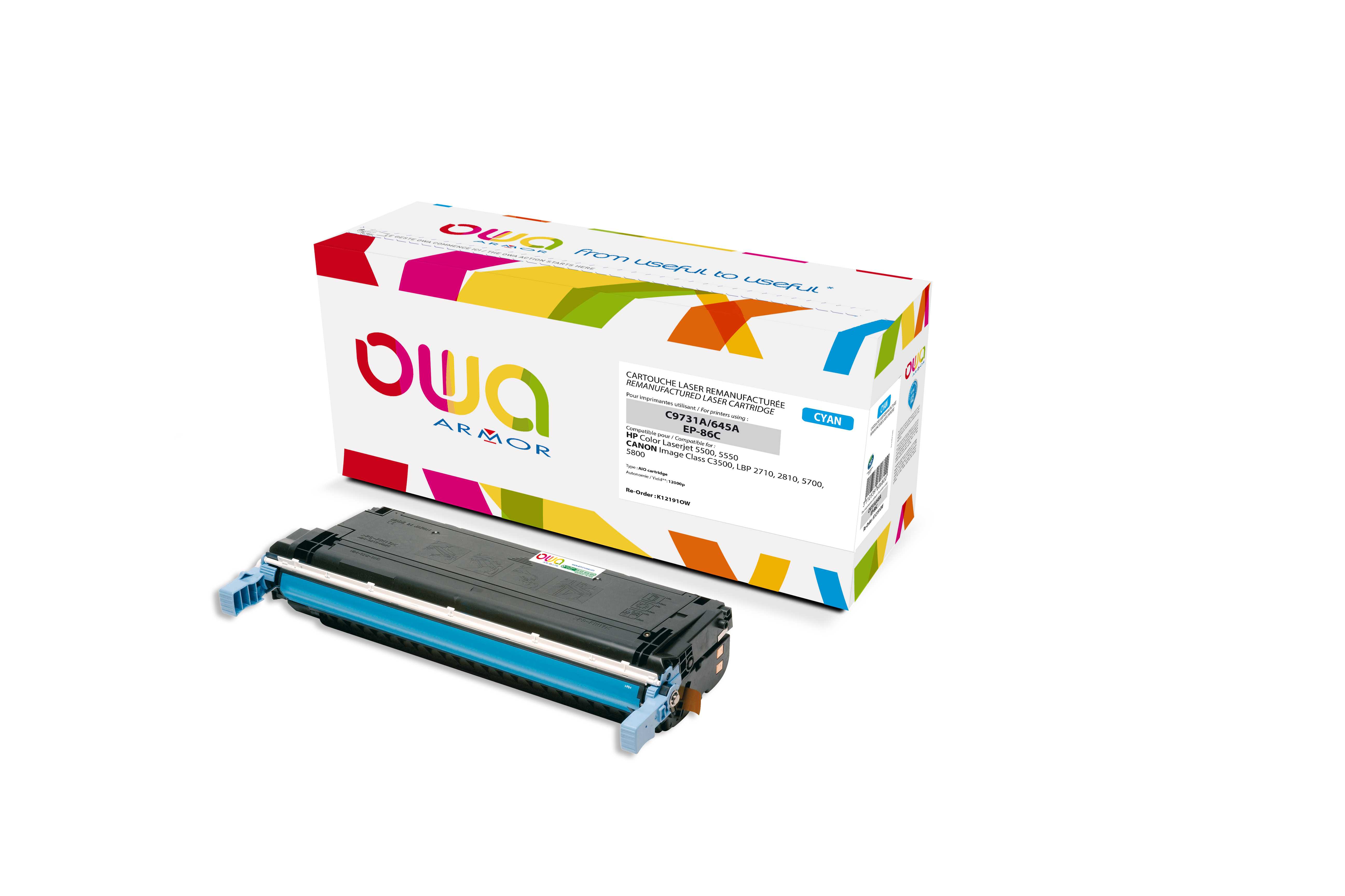 OWA Armor toner kompatibilní s HP C9731A, 12000st, modrá/cyan