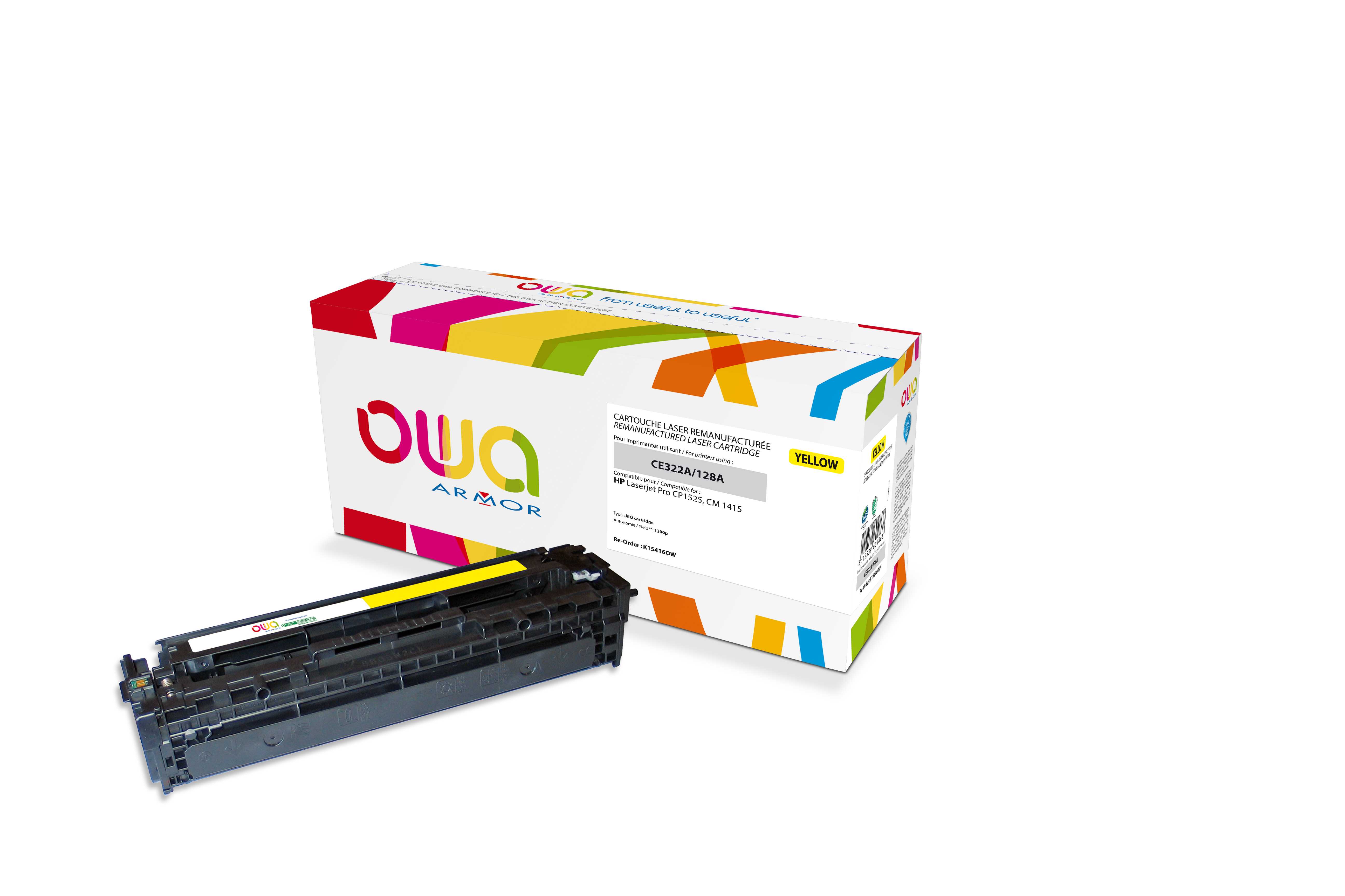 OWA Armor toner kompatibilní s HP CE322A, 1300st, žlutá/yellow