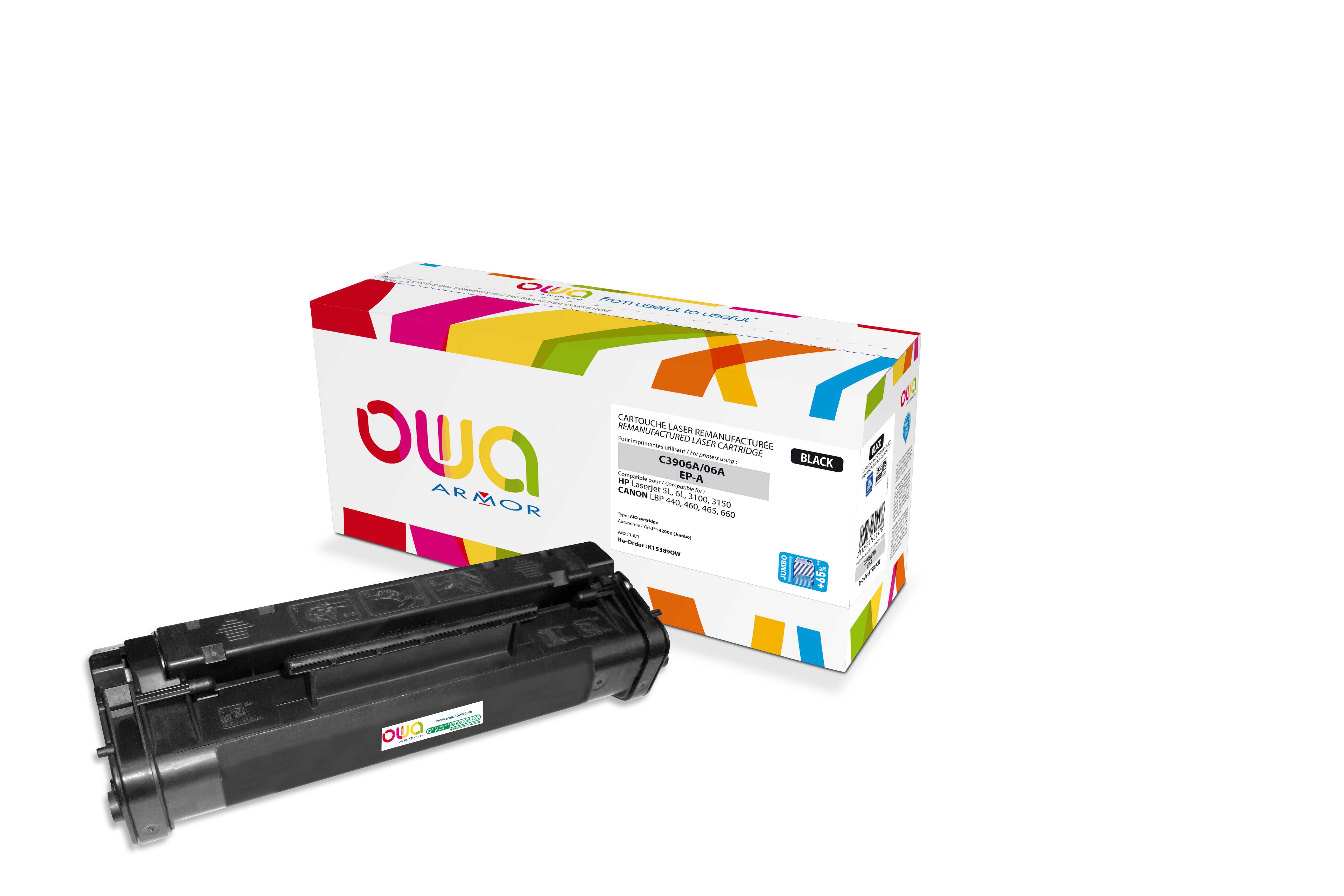 OWA Armor toner kompatibilní s HP LJ5L EPP, C3906A, 4200st, JUMBO, černá/black