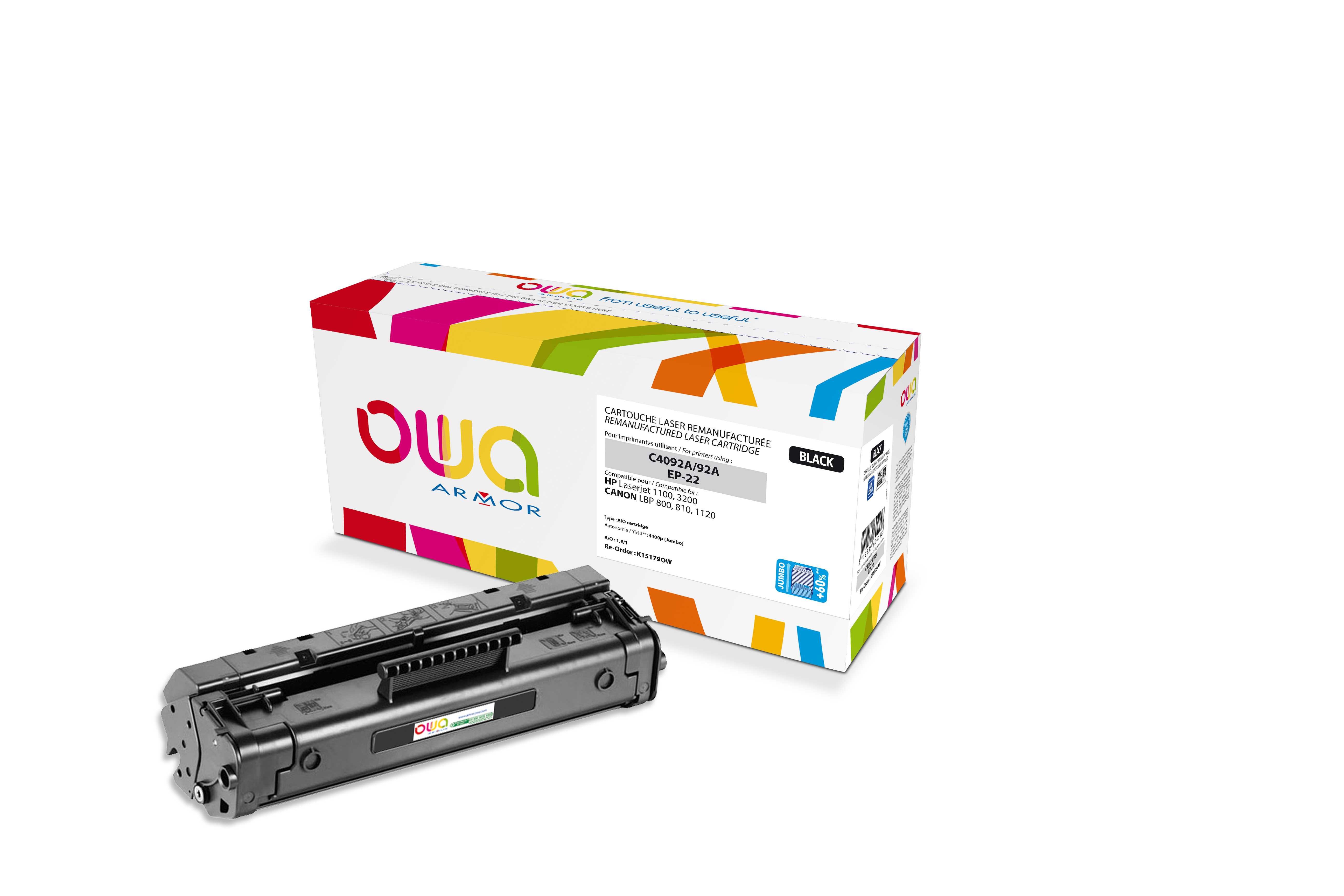 OWA Armor toner kompatibilní s HP LJ 1100, C4092A, 4100st, JUMBO, černá/black