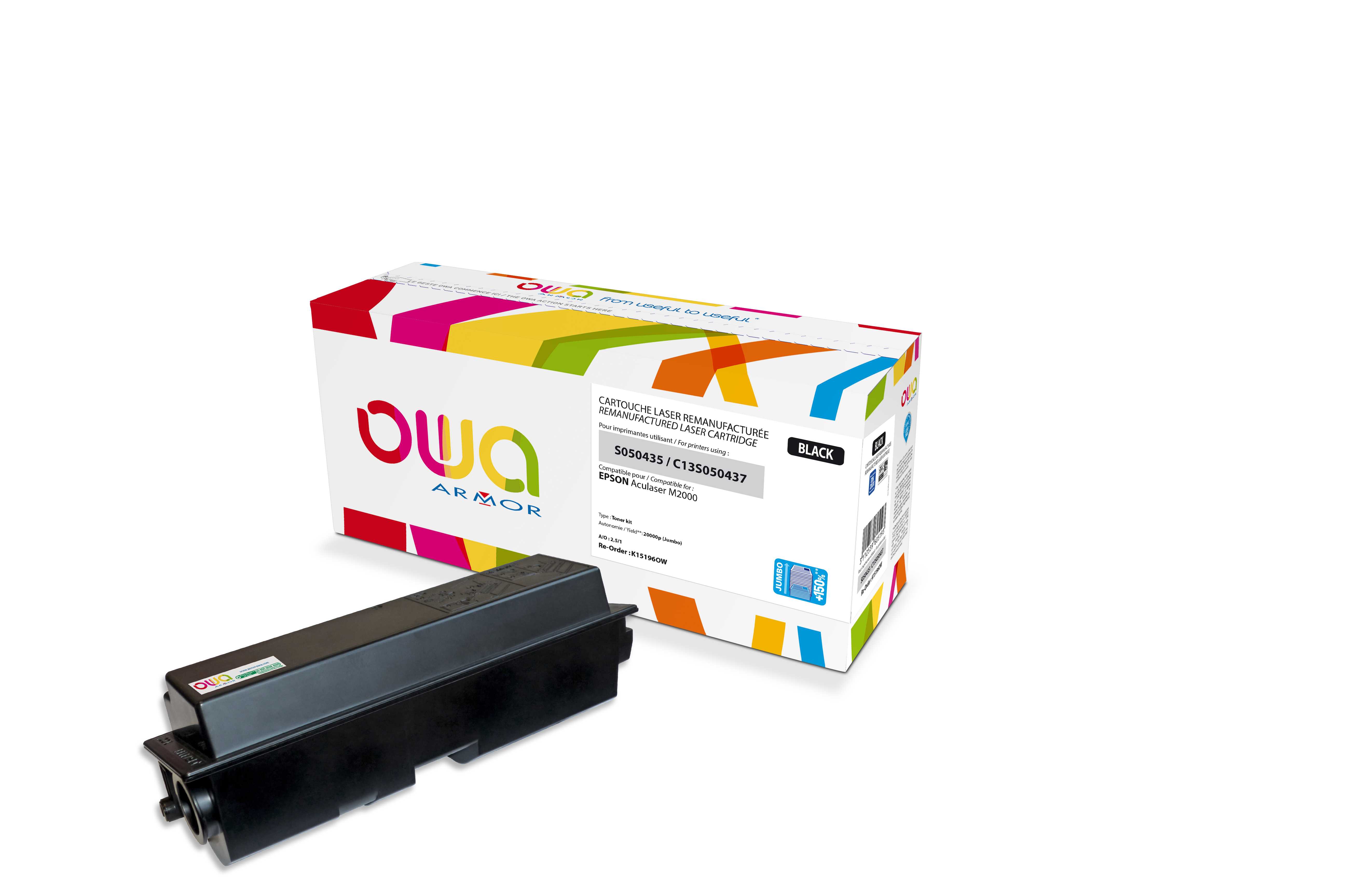 OWA Armor toner kompatibilní s EPSON M2000, S050437, 20000st, JUMBO, černá/black