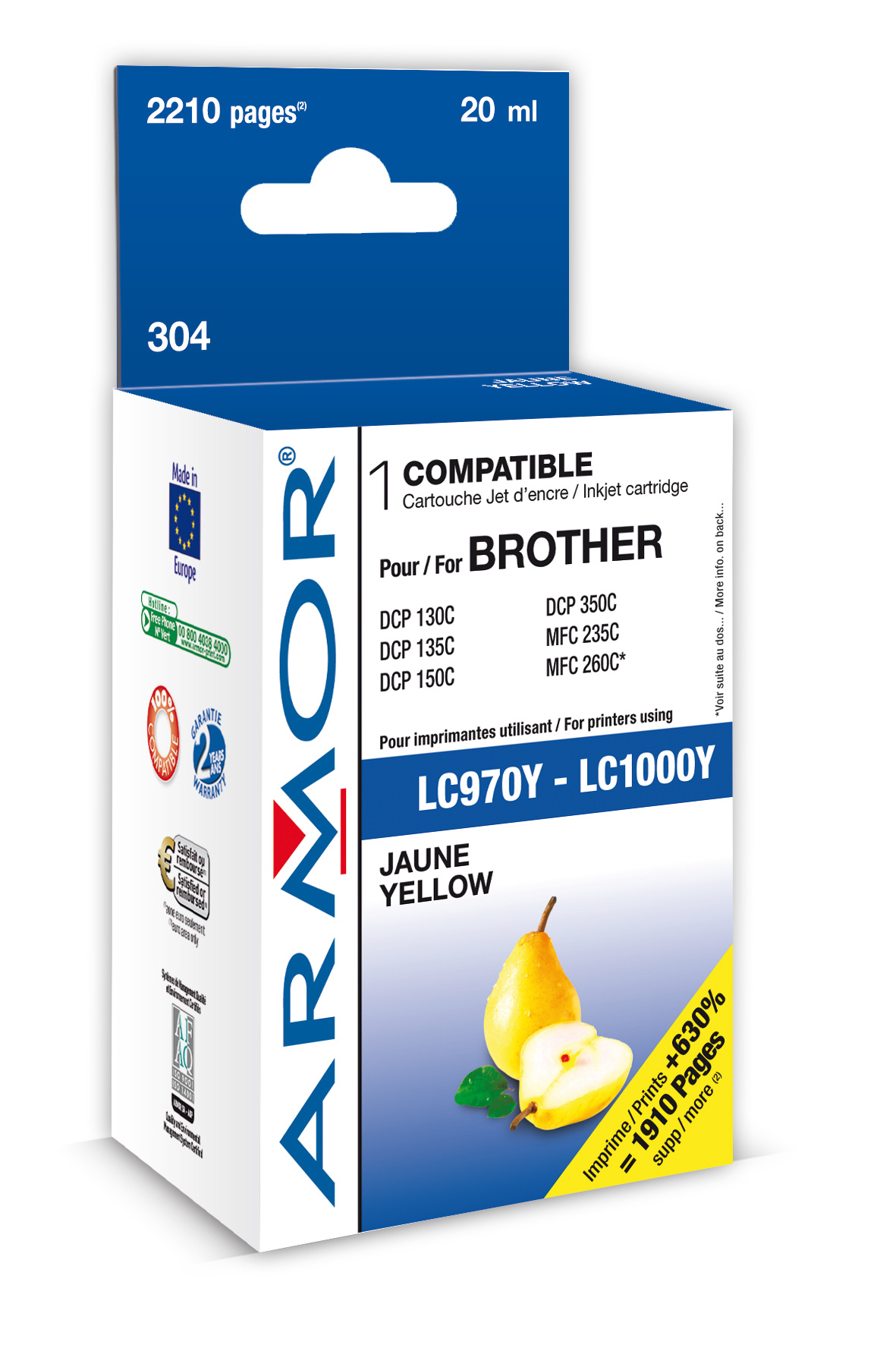 Obrázok Armor ink-jet pro Brother (LC970/ LC1000)yellow
kapacita:20ml / 2210p
LC-970,LC-1000 B12381R1