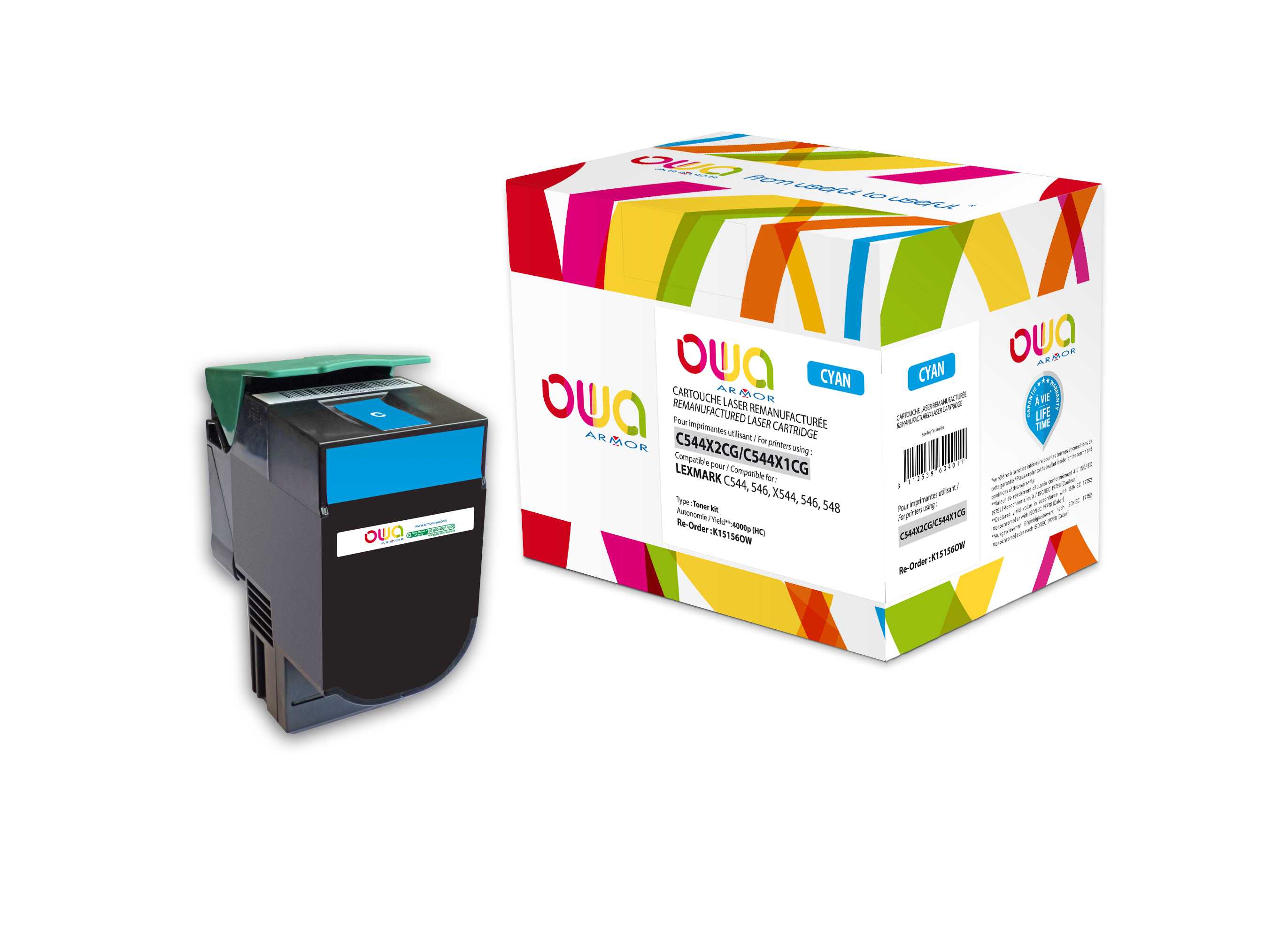 OWA Armor toner kompatibilní s Lexmark C544X2CG, 4000st, modrá/cyan