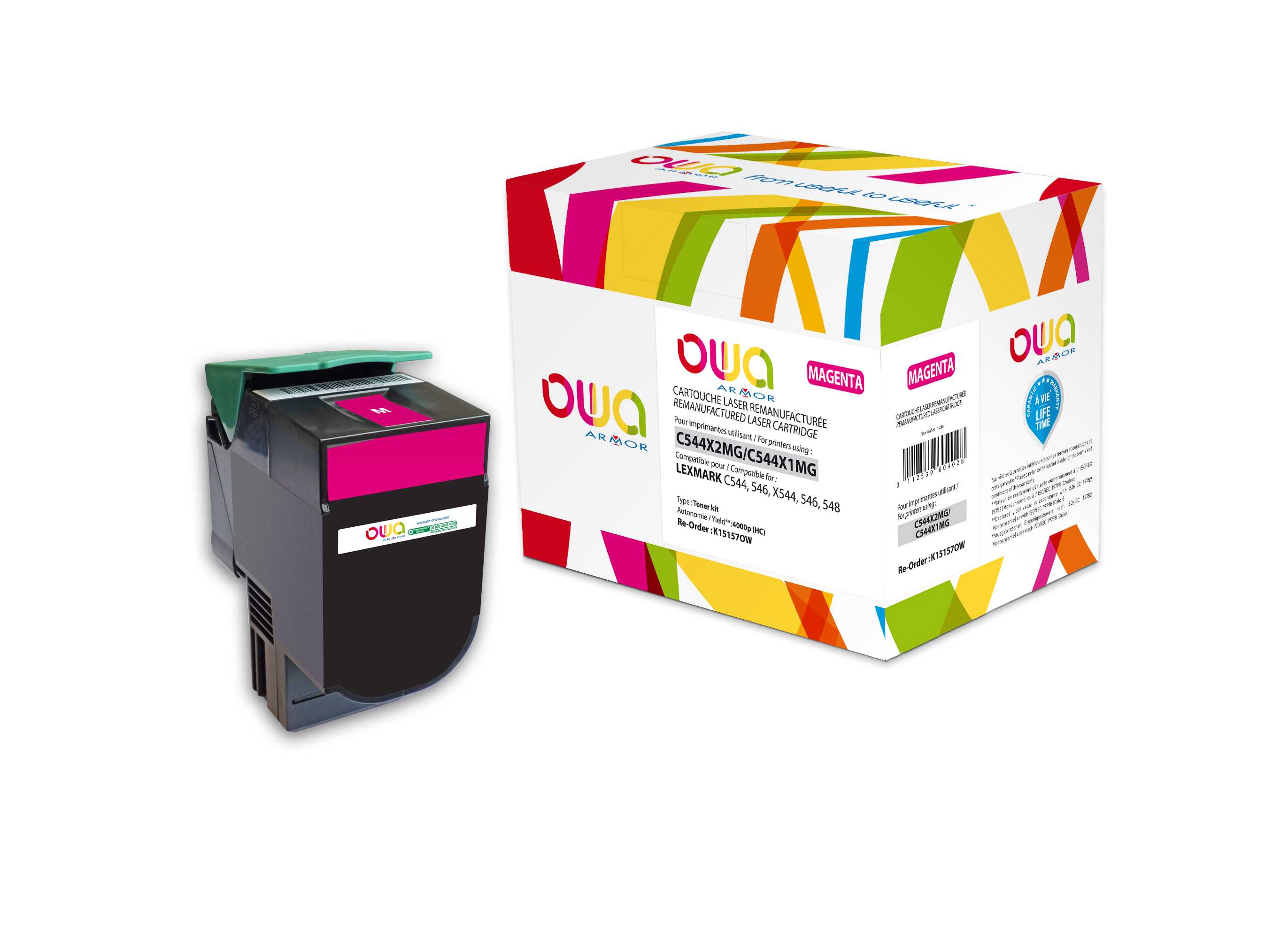 OWA Armor toner kompatibilní s Lexmark C544X2MG, 4000st, červená/magenta