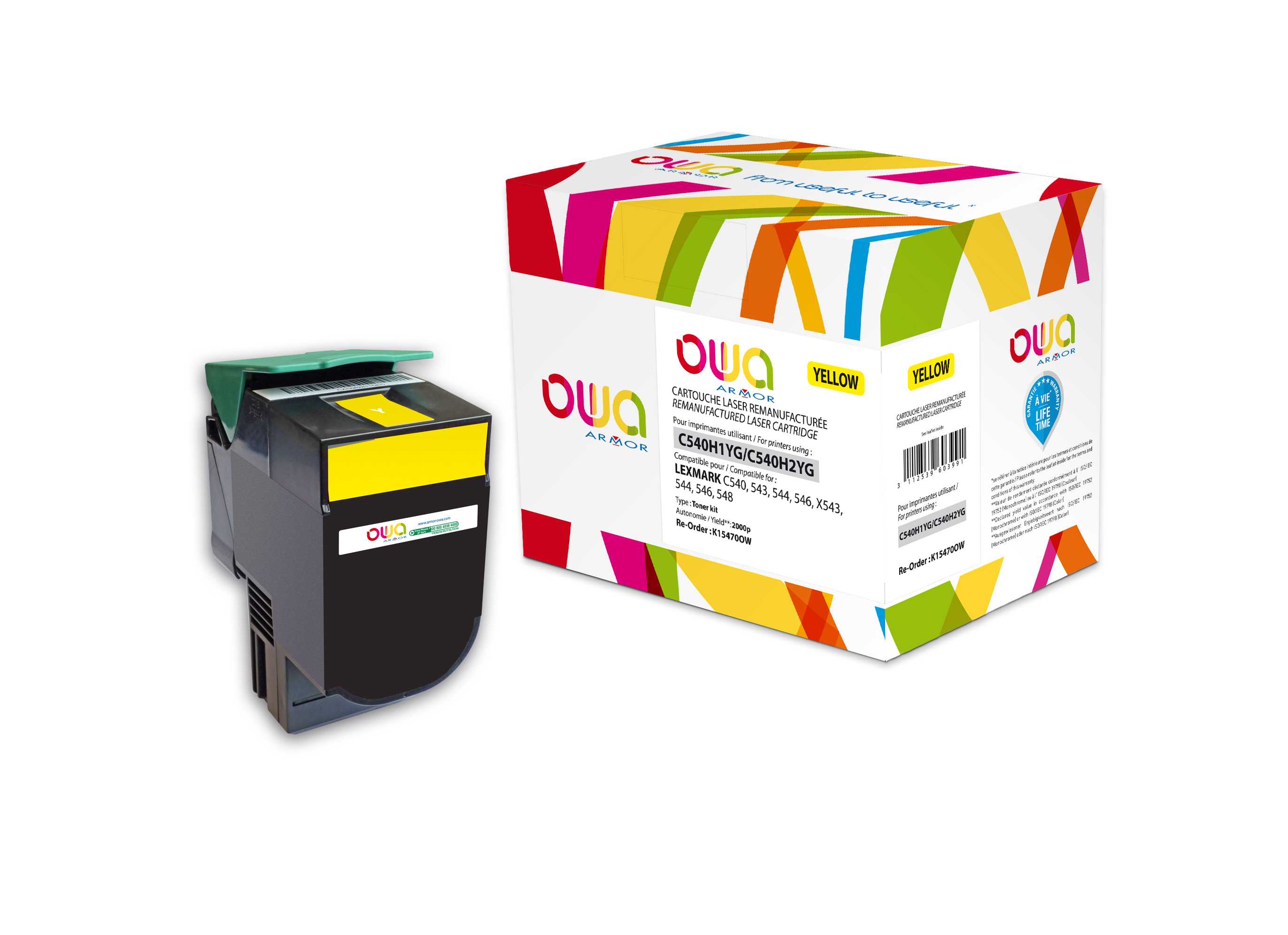 OWA Armor toner kompatibilní s Lexmark C540H1YG, 2000st, žlutá/yellow