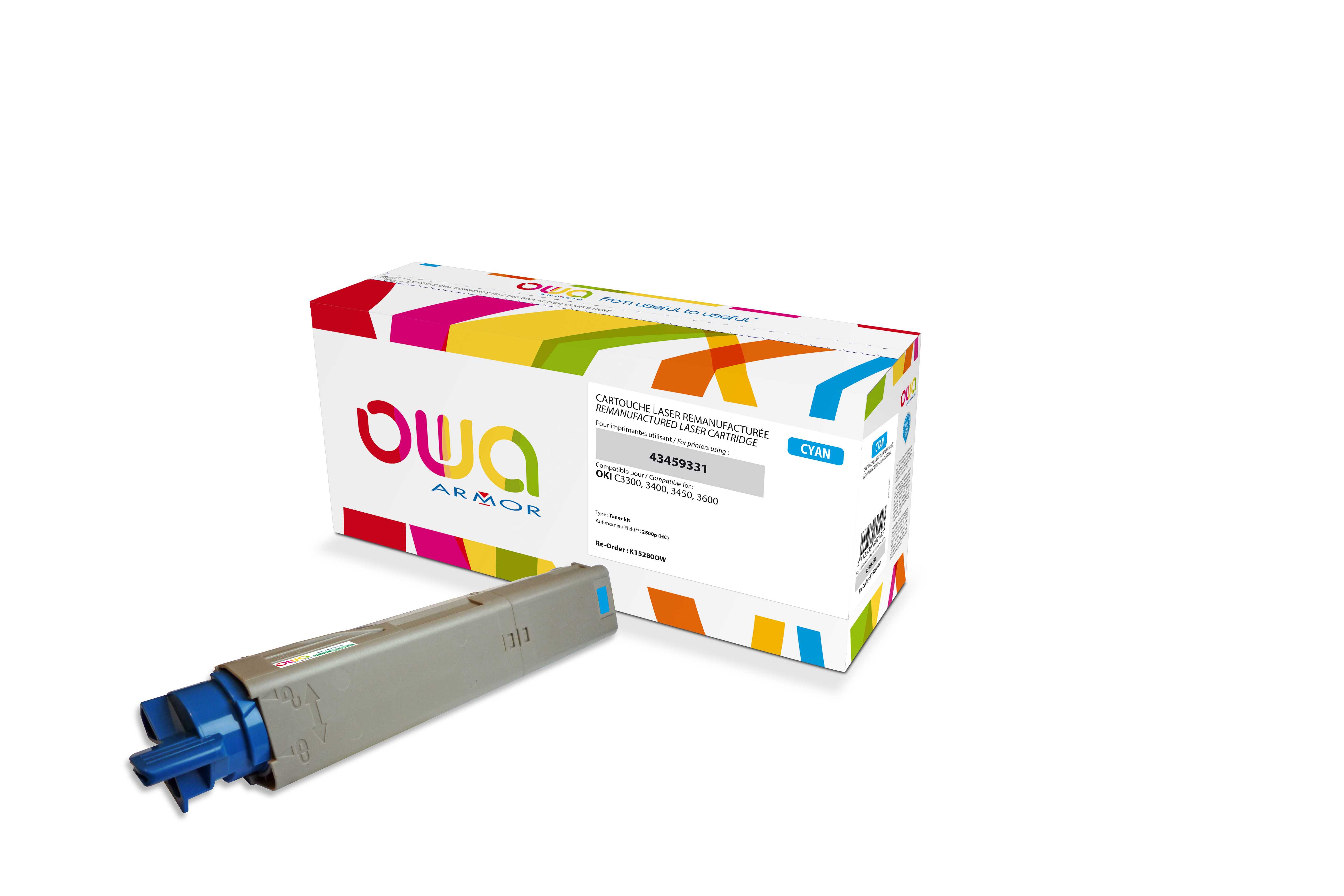 OWA Armor toner kompatibilní s OKI 43459331, 2500st, modrá/cyan