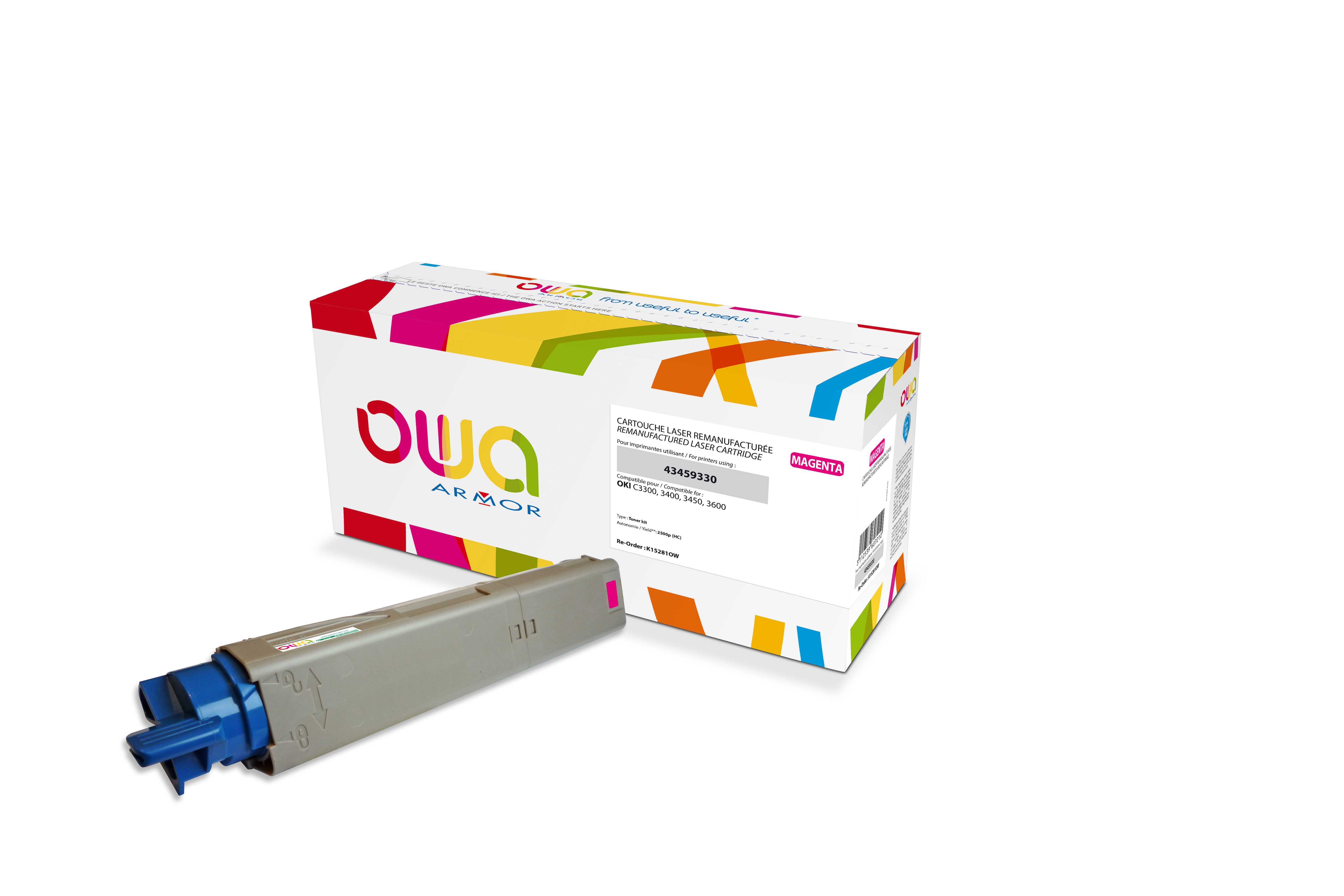 OWA Armor toner kompatibilní s OKI 43459330, 2500st, červená/magenta