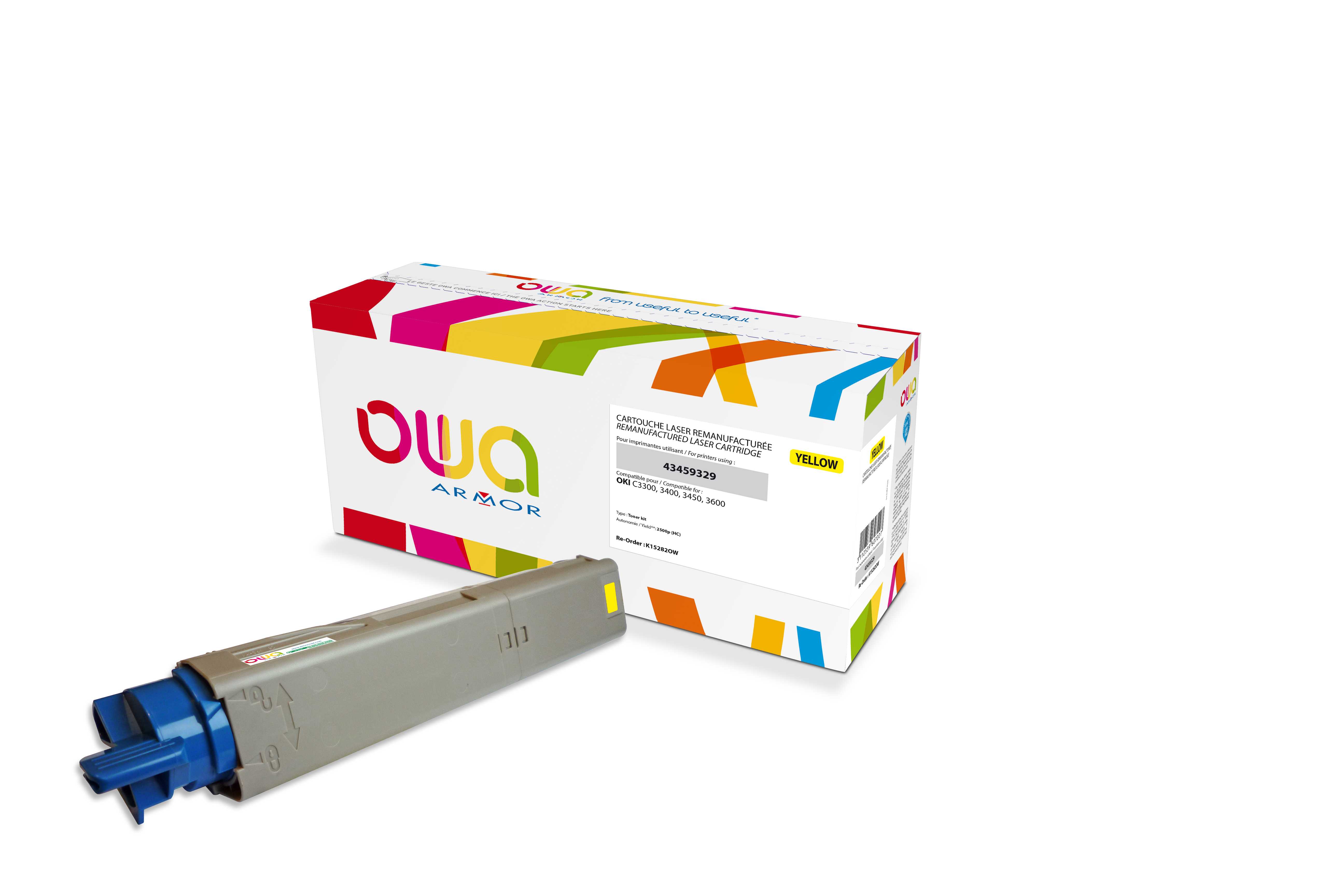 OWA Armor toner kompatibilní s OKI 43459329, 2500st, žlutá/yellow
