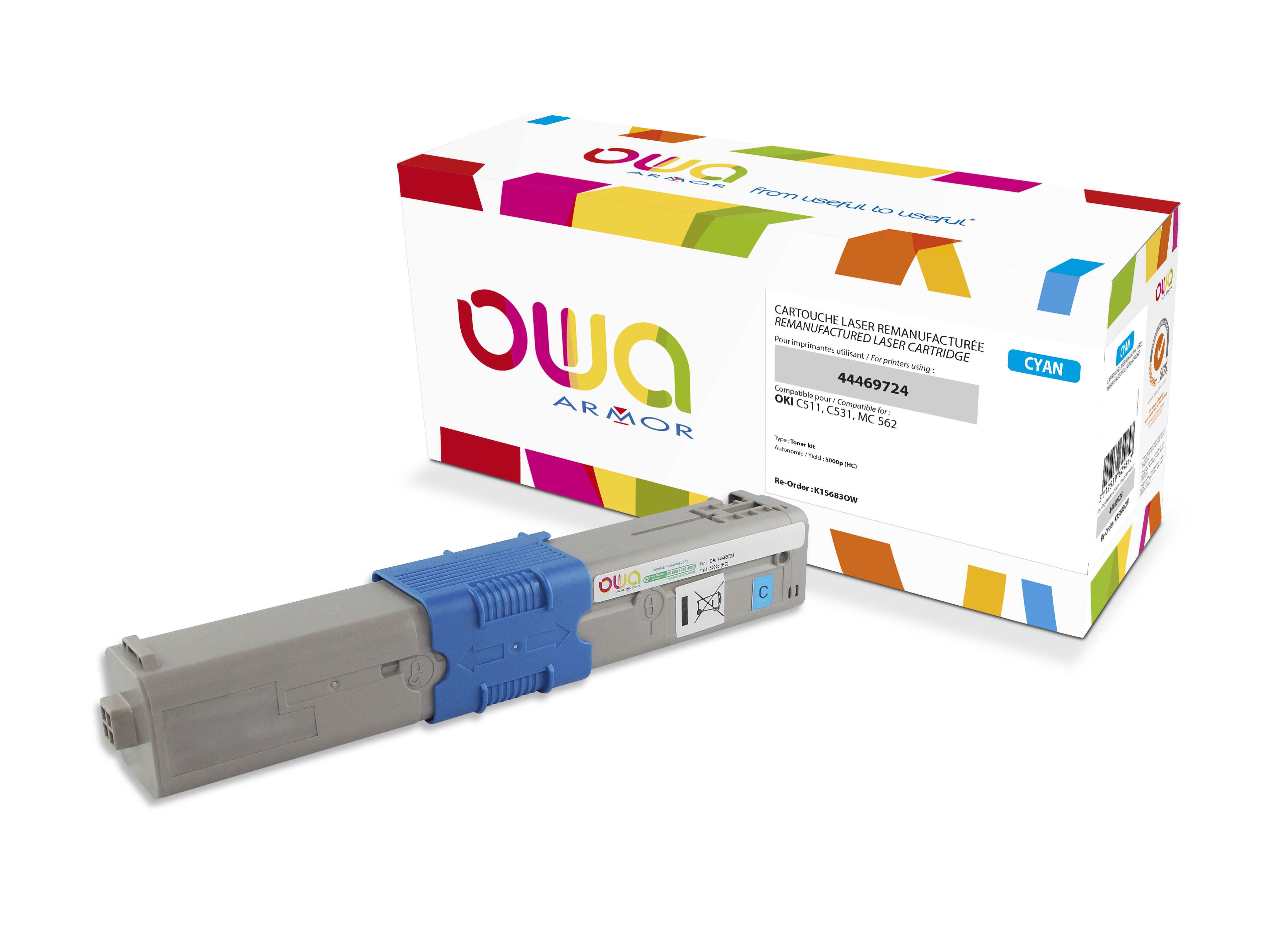 OWA Armor toner kompatibilní s OKI 44469724, 5000st, modrá/cyan