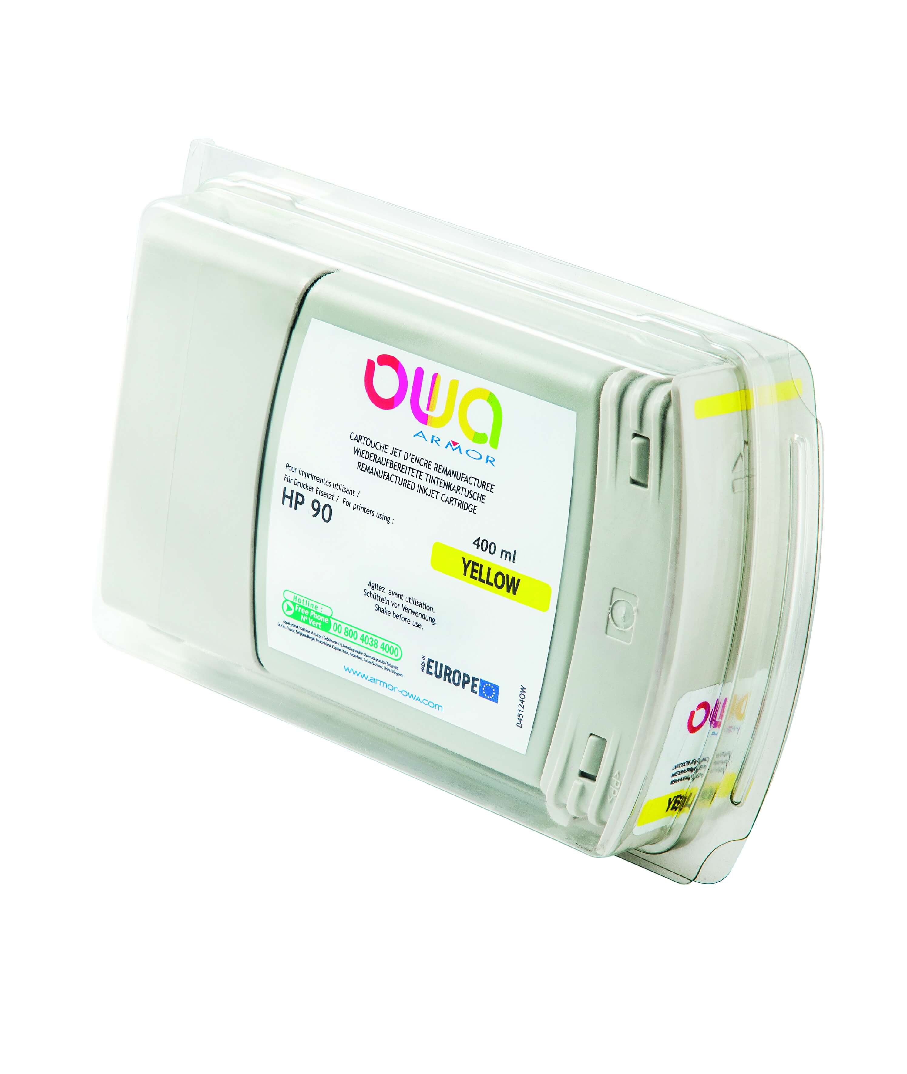 OWA Armor ink-jet kompatibilní s HP Design Jet 4000 yellow, 400ml, kom.s C5065A