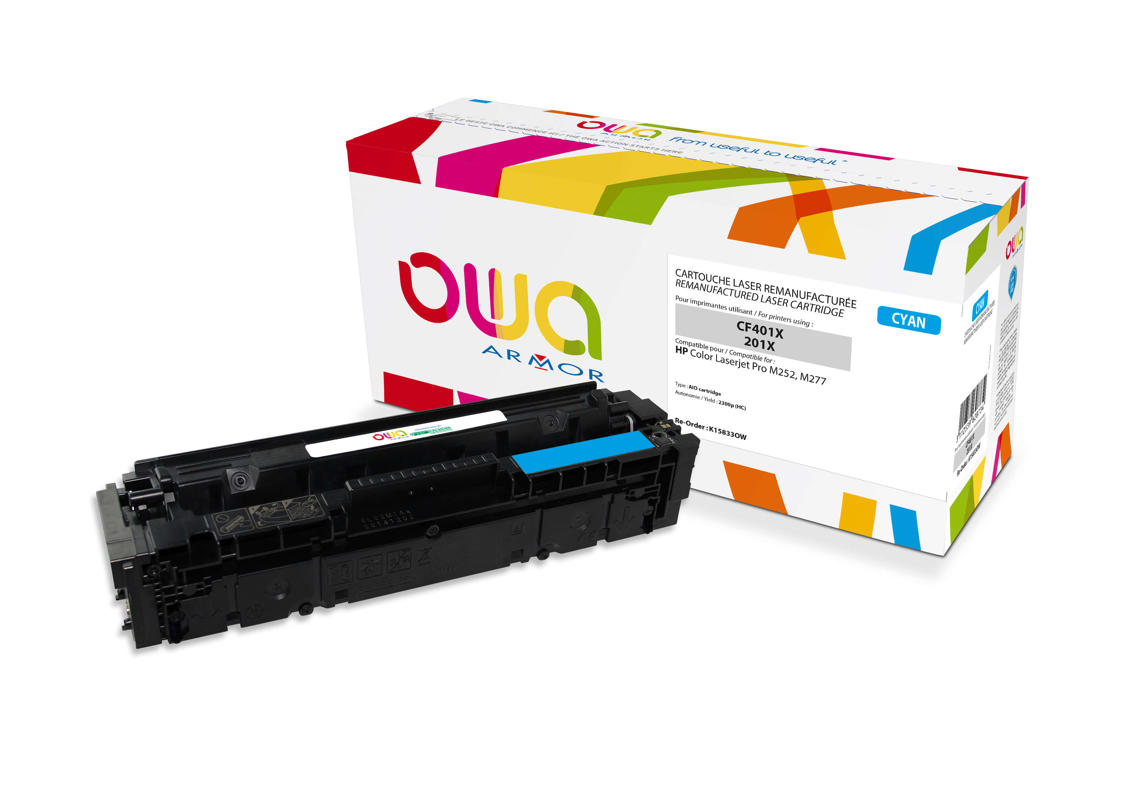 OWA Armor toner kompatibilní s HP CF401X, 2300st, modrá/cyan