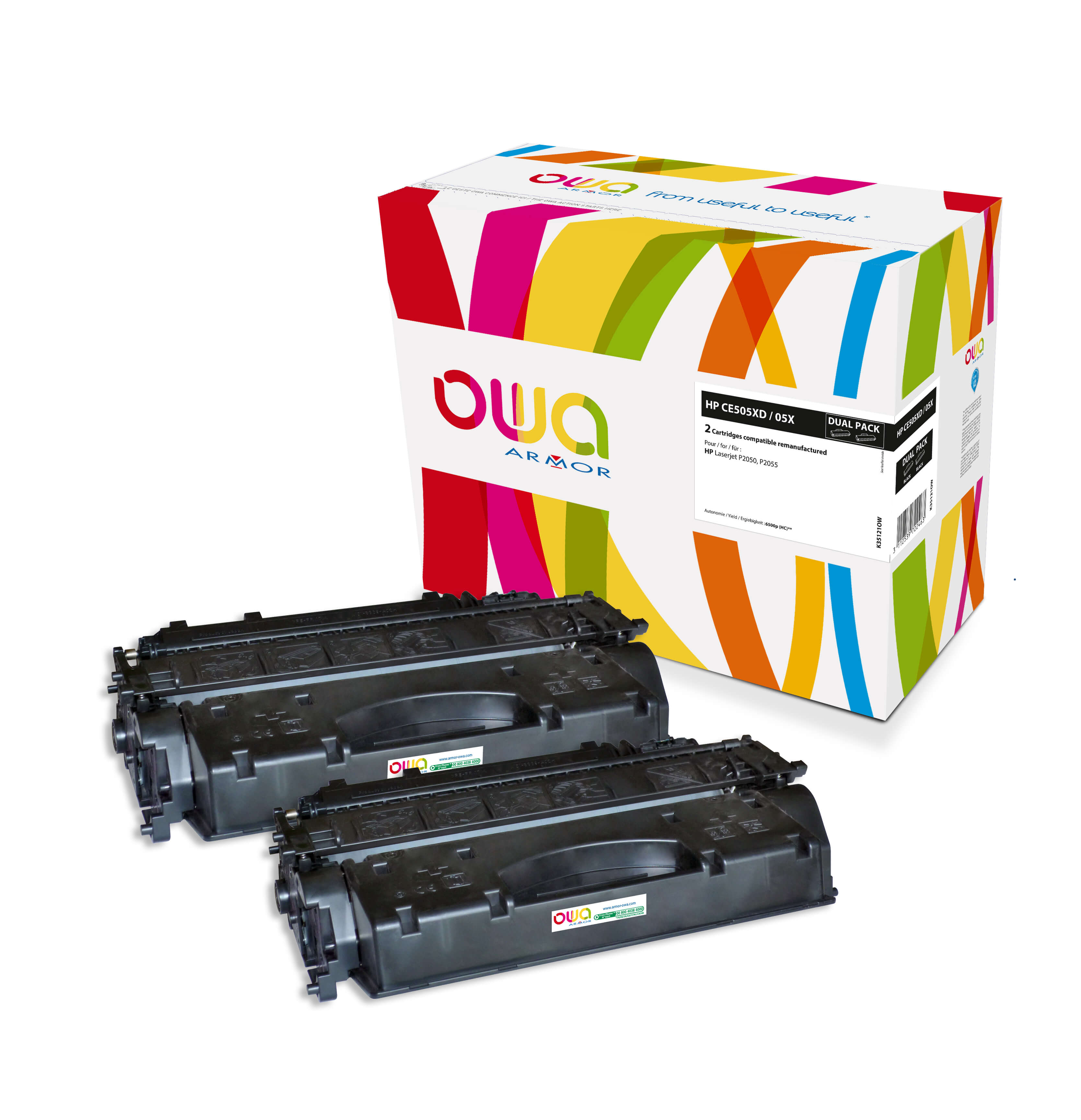 OWA Armor sada kompatibilní s HP CE505XD, 2x6500st, černá/black