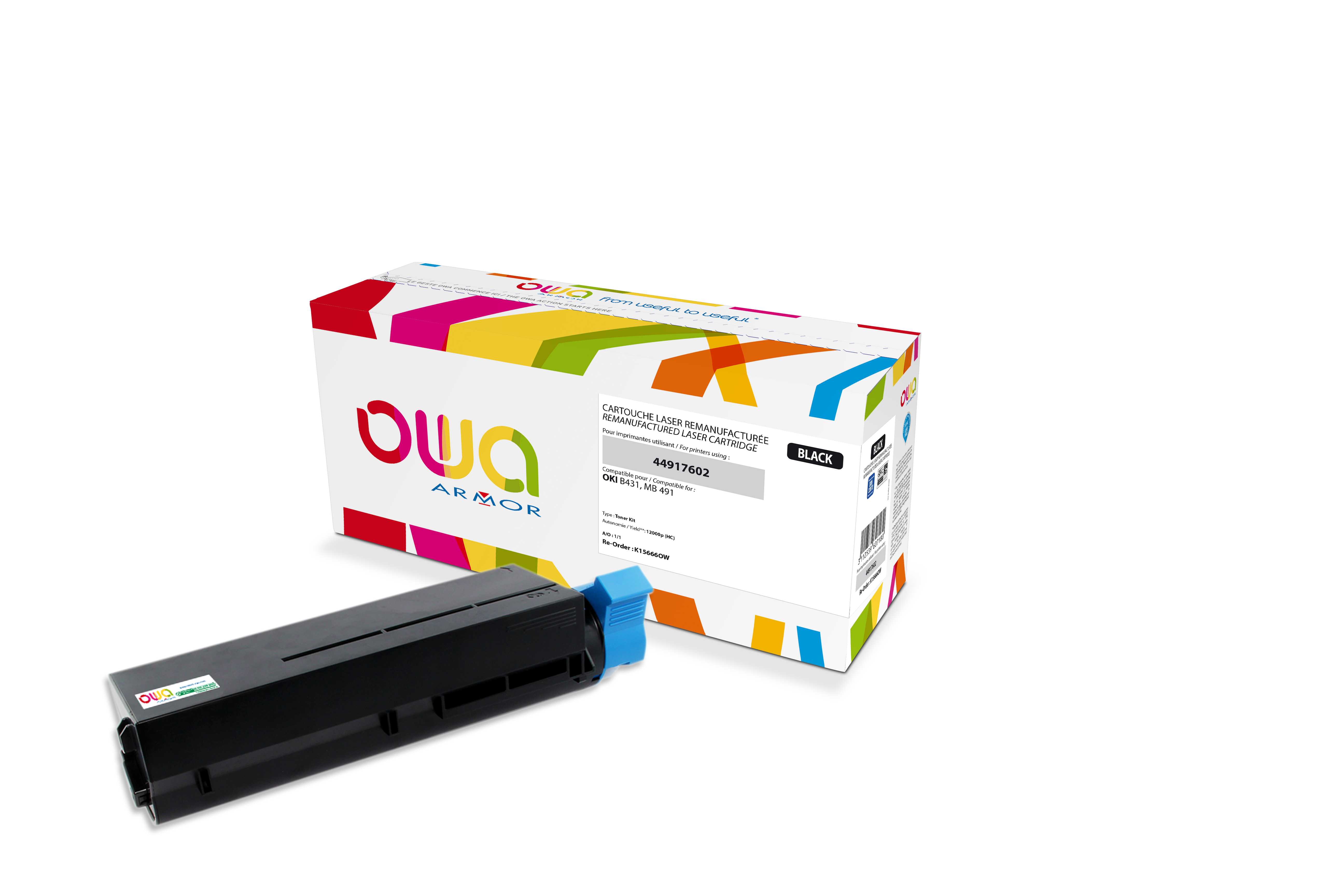 OWA Armor toner kompatibilní s OKI 44917602, 12000st, černá/black