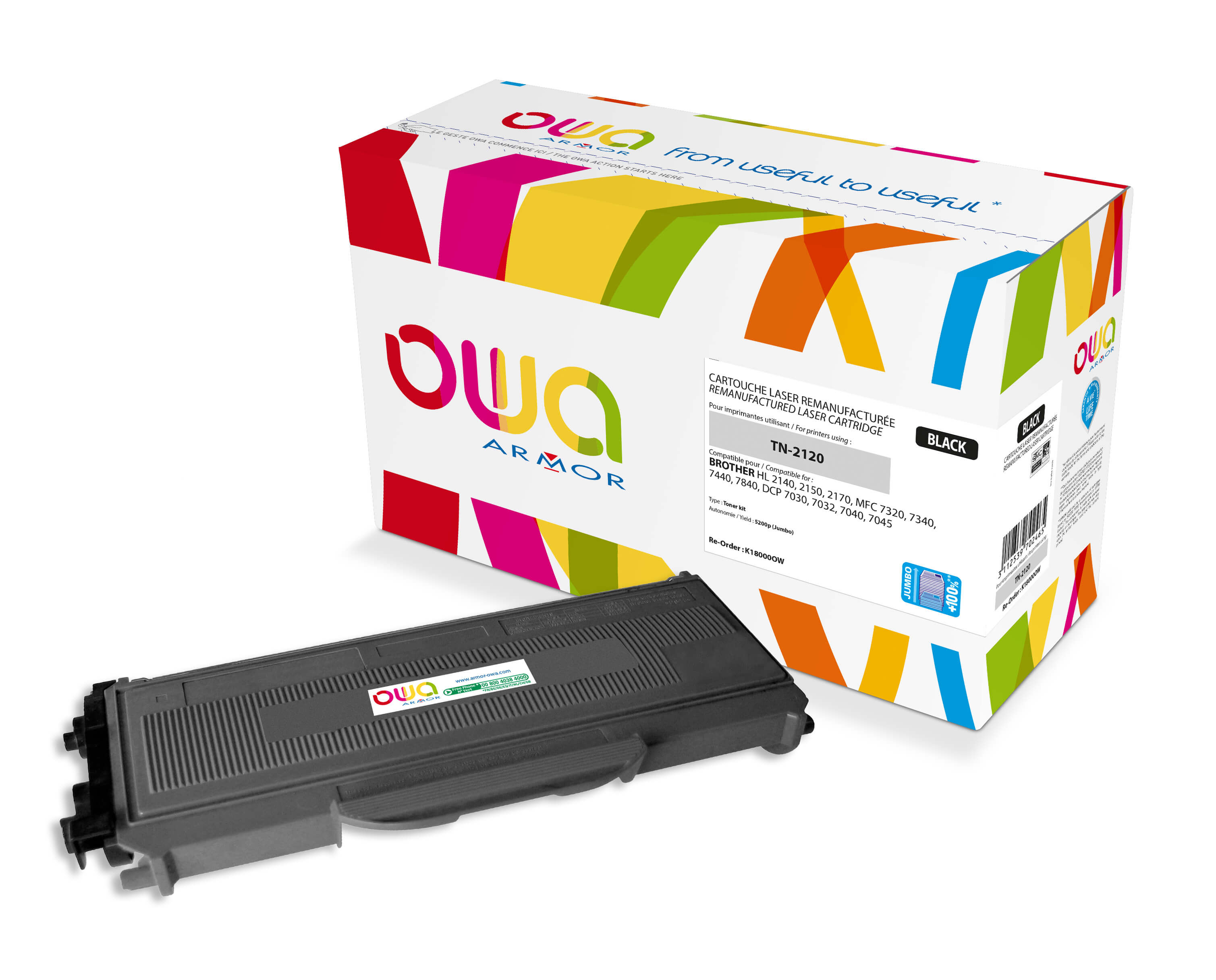 OWA Armor toner kompatibilní s Brother TN-2120, 5200st, JUMBO, černá/black