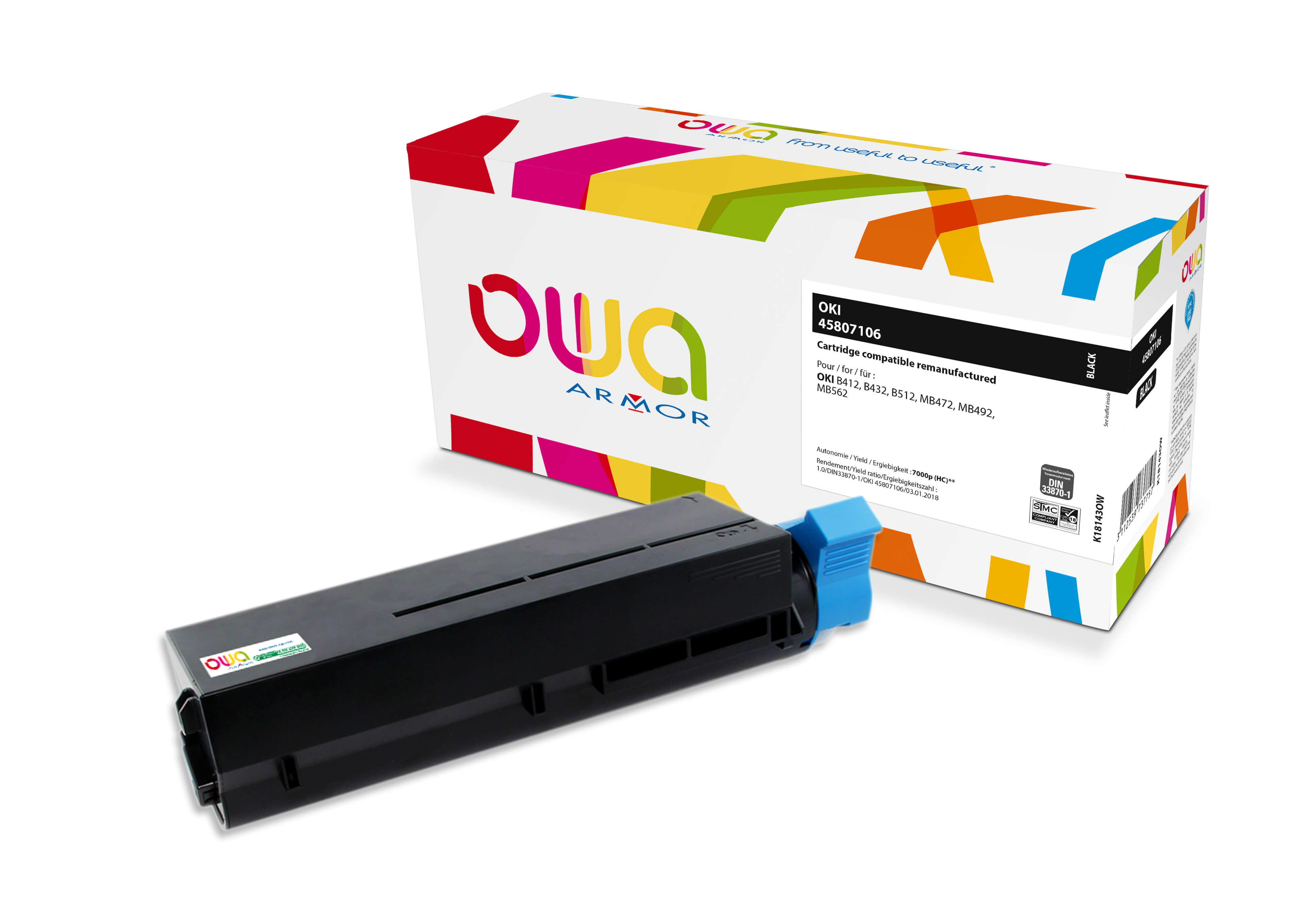 OWA Armor toner kompatibilní s OKI 45807106, 7000str, černá/black