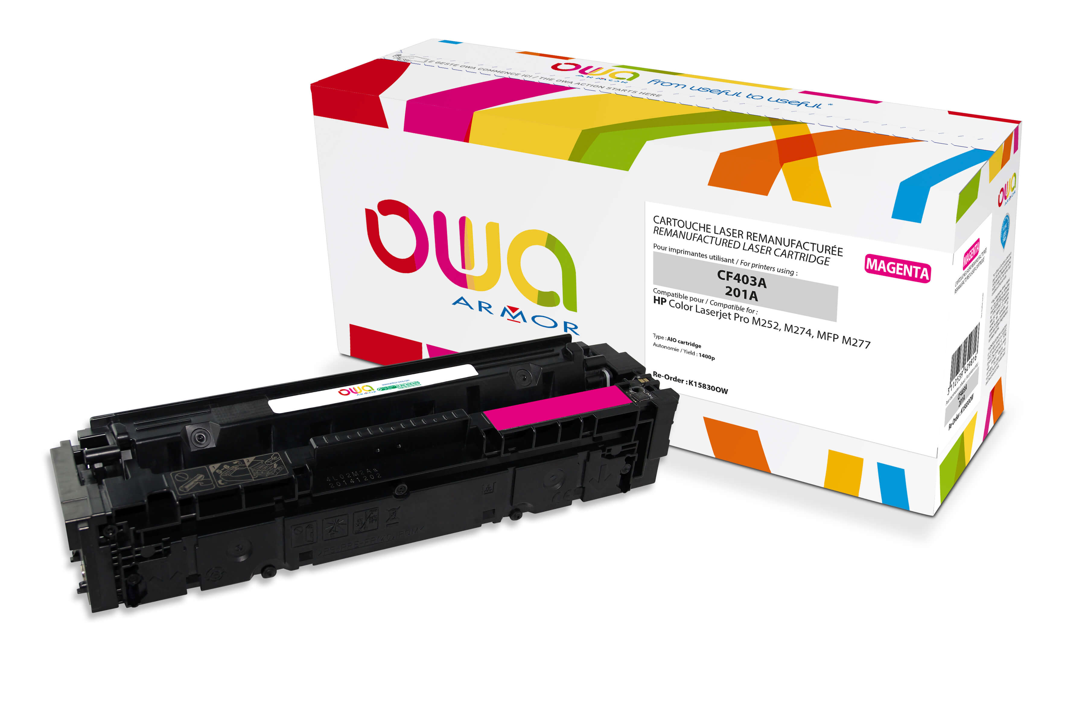 Obrázok OWA Armor toner pro HP CF403A, červená/magenta K15830OW