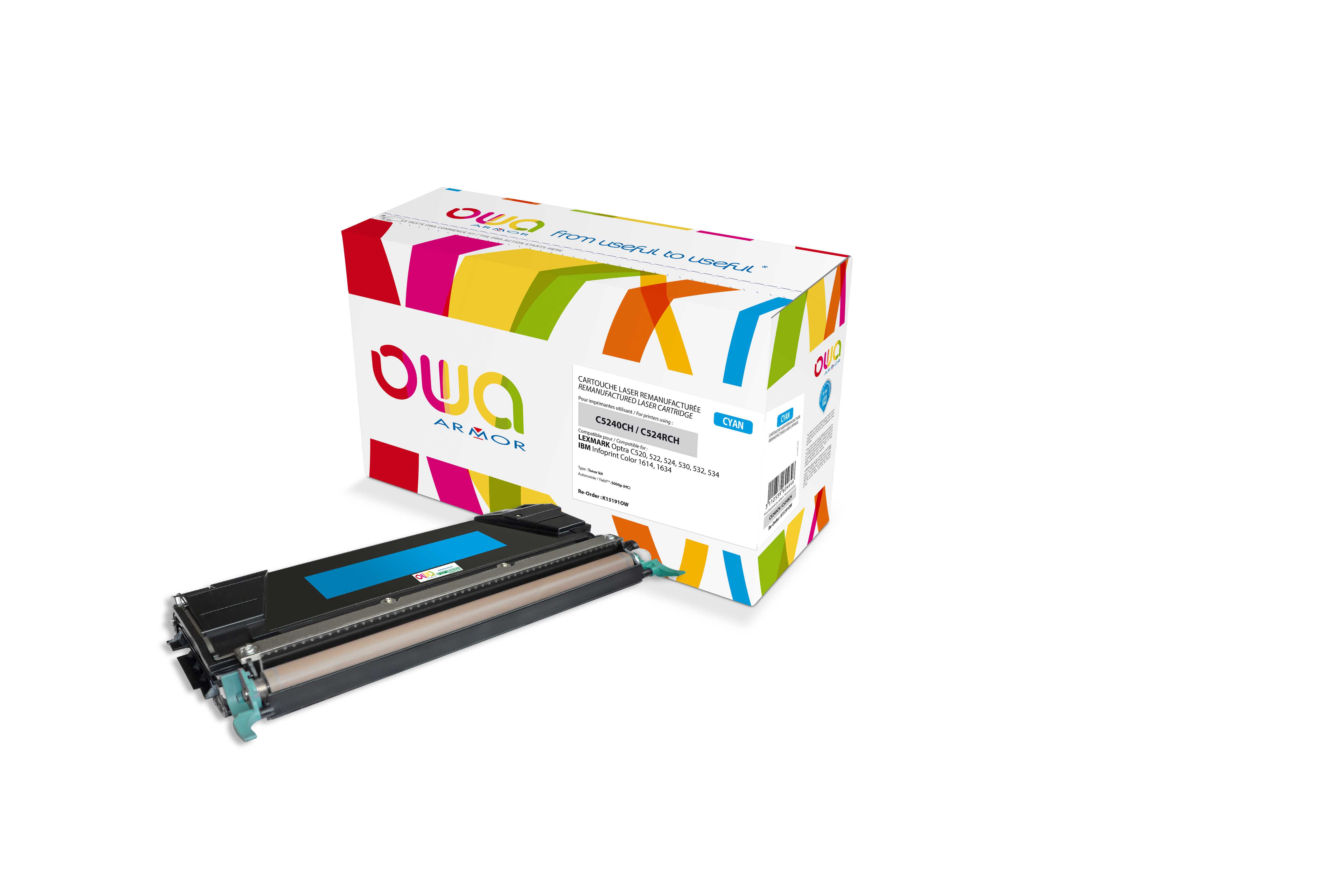 OWA Armor toner kompatibilní s Lexmark 39V0307, 5000st, modrá/cyan