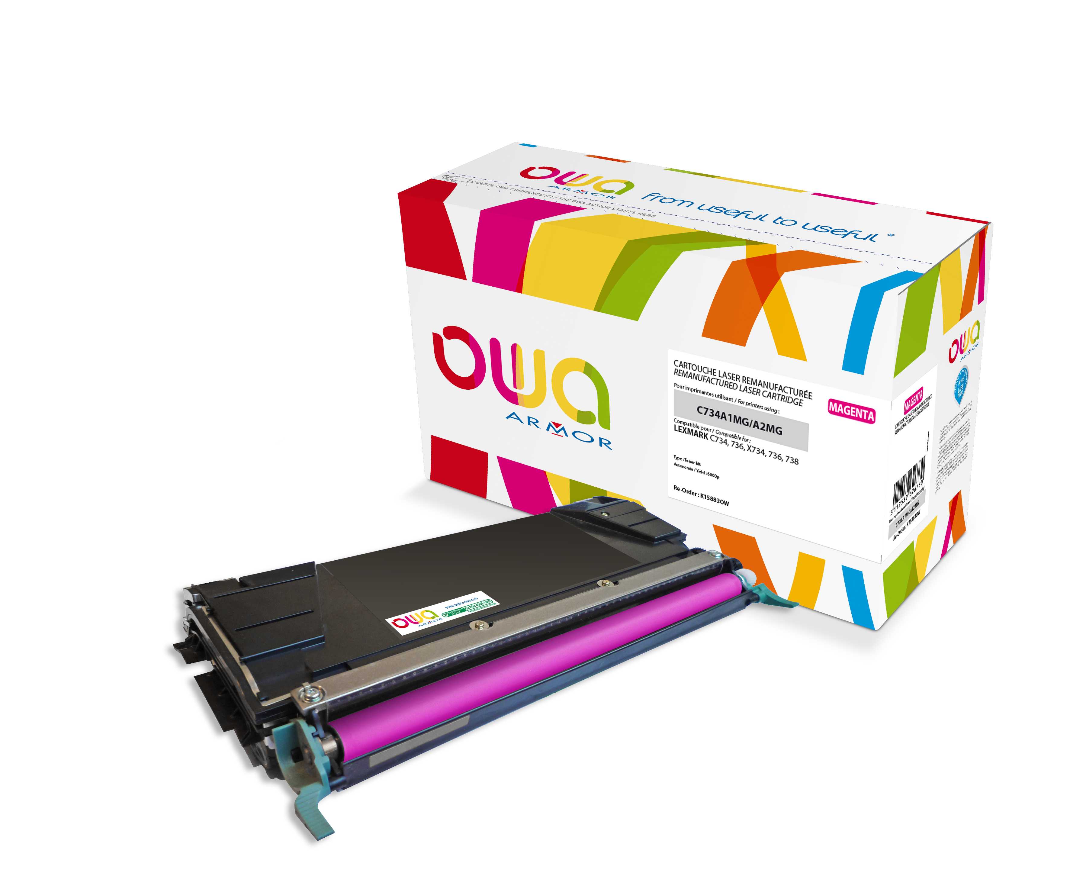 OWA Armor toner kompatibilní s Lexmark C734A1MG, 6000st, červená/magenta