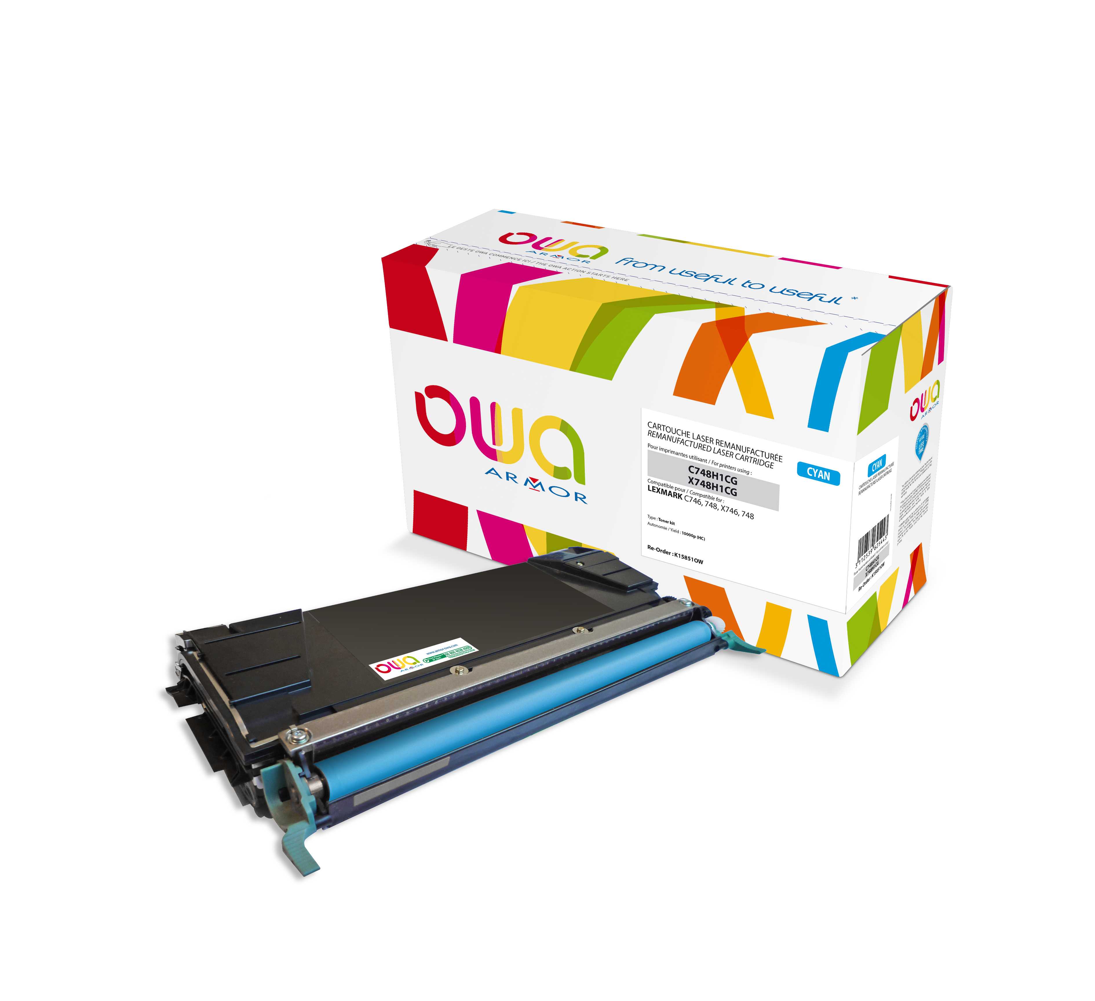 OWA Armor toner kompatibilní s Lexmark C748H1CG,X748H1CG, 10000st, modrá/cyan