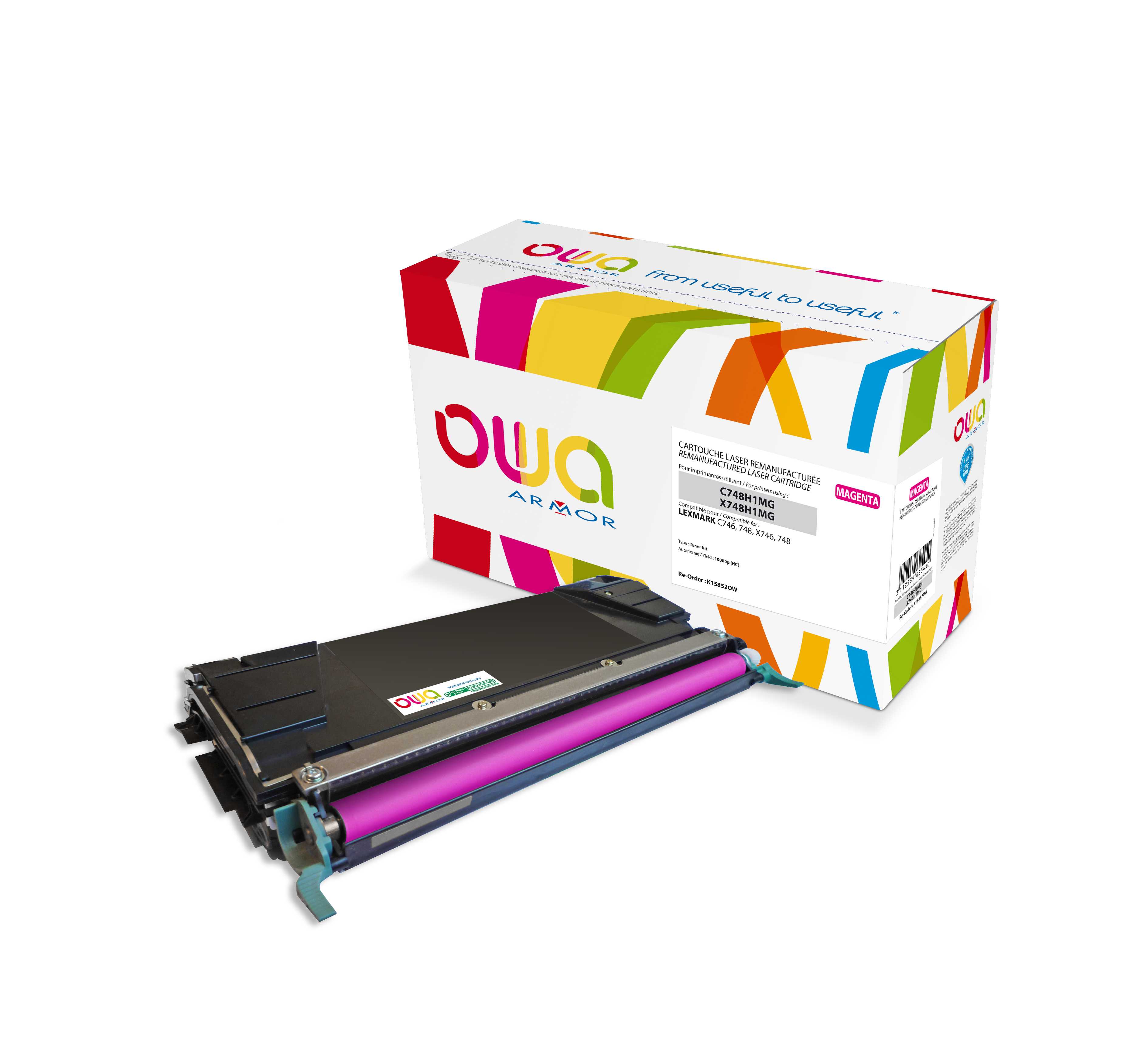 OWA Armor toner kompatibilní s Lexmark C748H1MG,X748H1MG, 10000st, červená/magenta