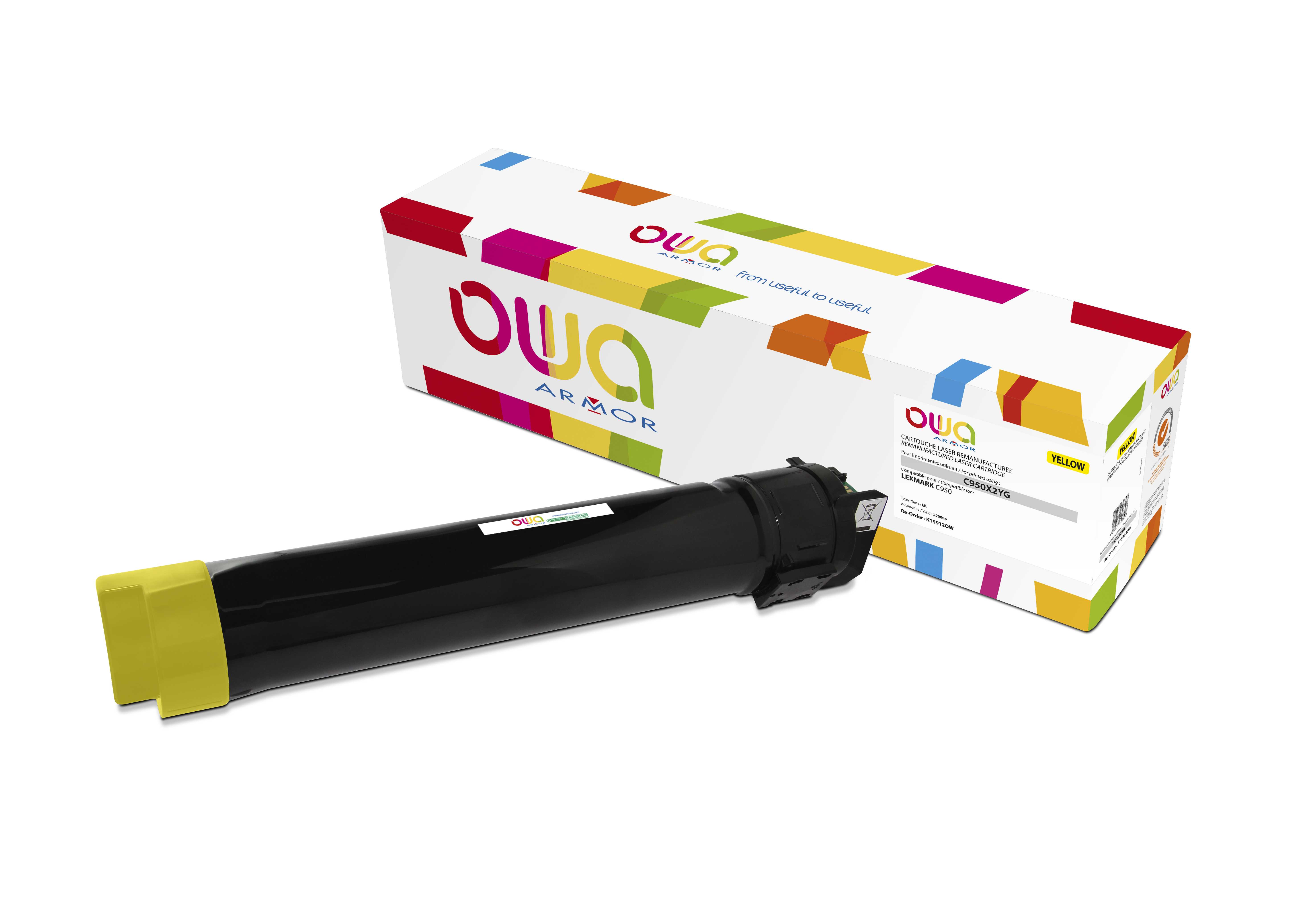 OWA Armor toner kompatibilní s Lexmark C950X2YG, 22000st, žlutá/yellow