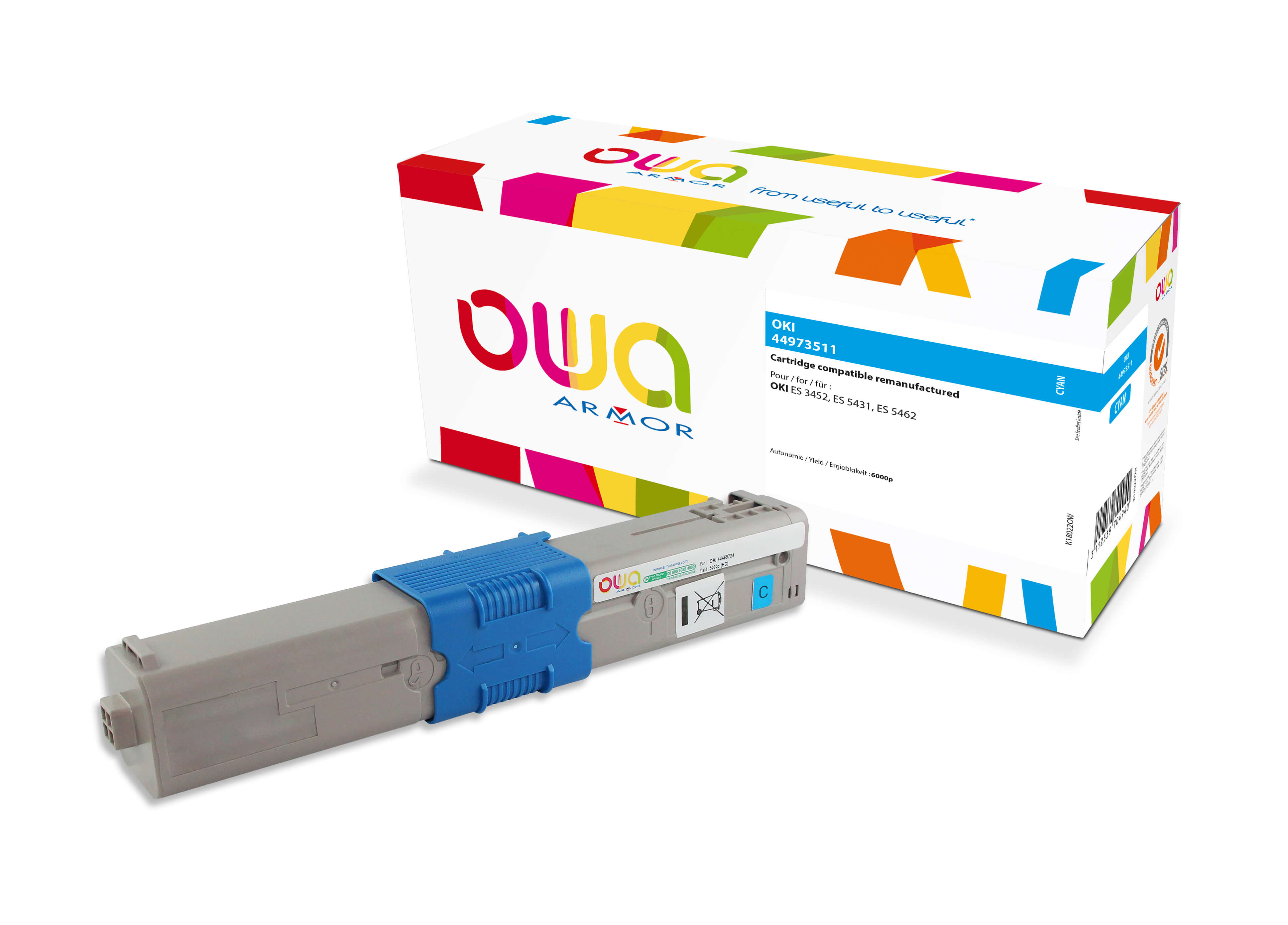 OWA Armor toner kompatibilní s OKI 44973511, 6000st, modrá/cyan