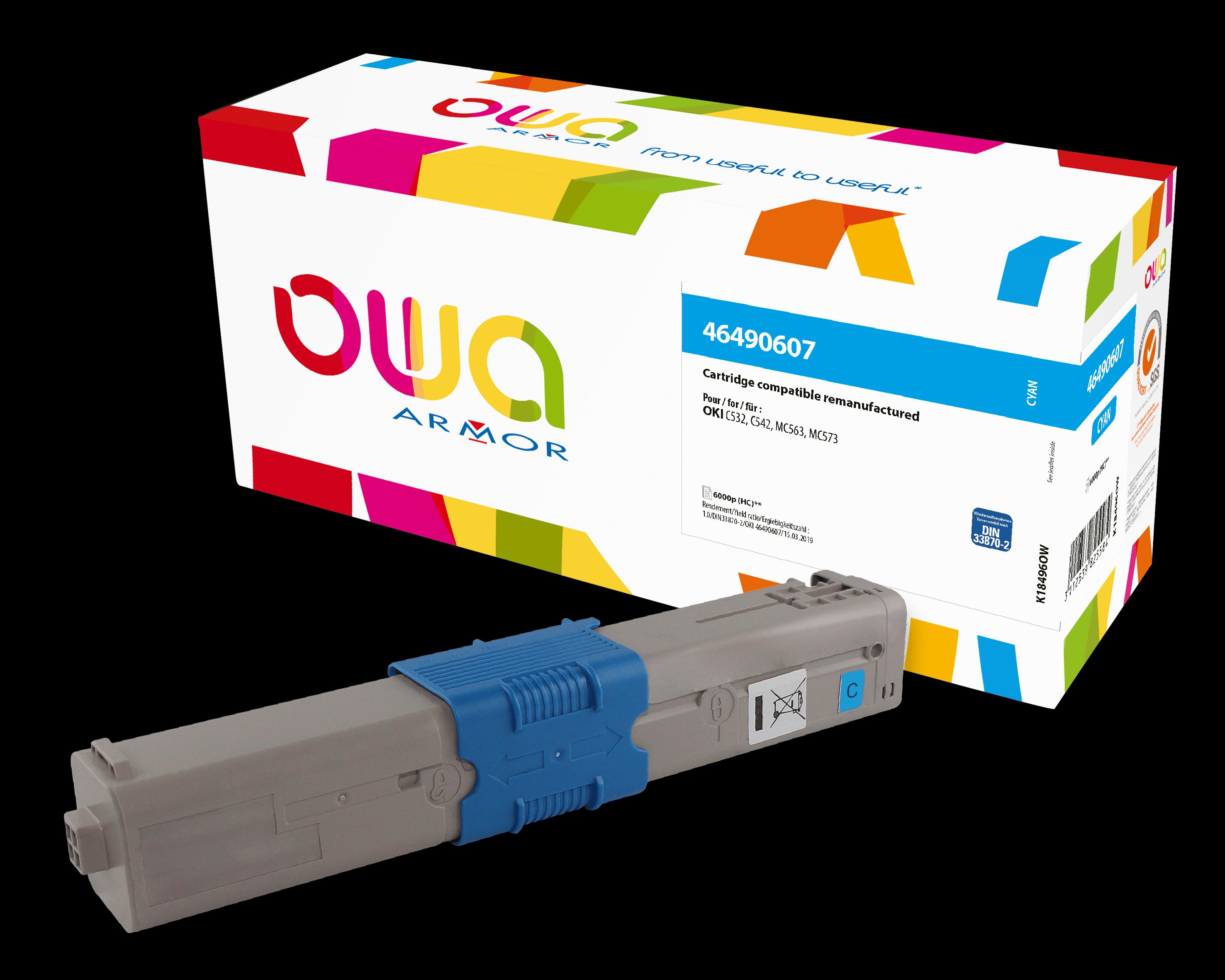 OWA Armor toner kompatibilní s OKI 46490607, 6000st, modrá/cyan