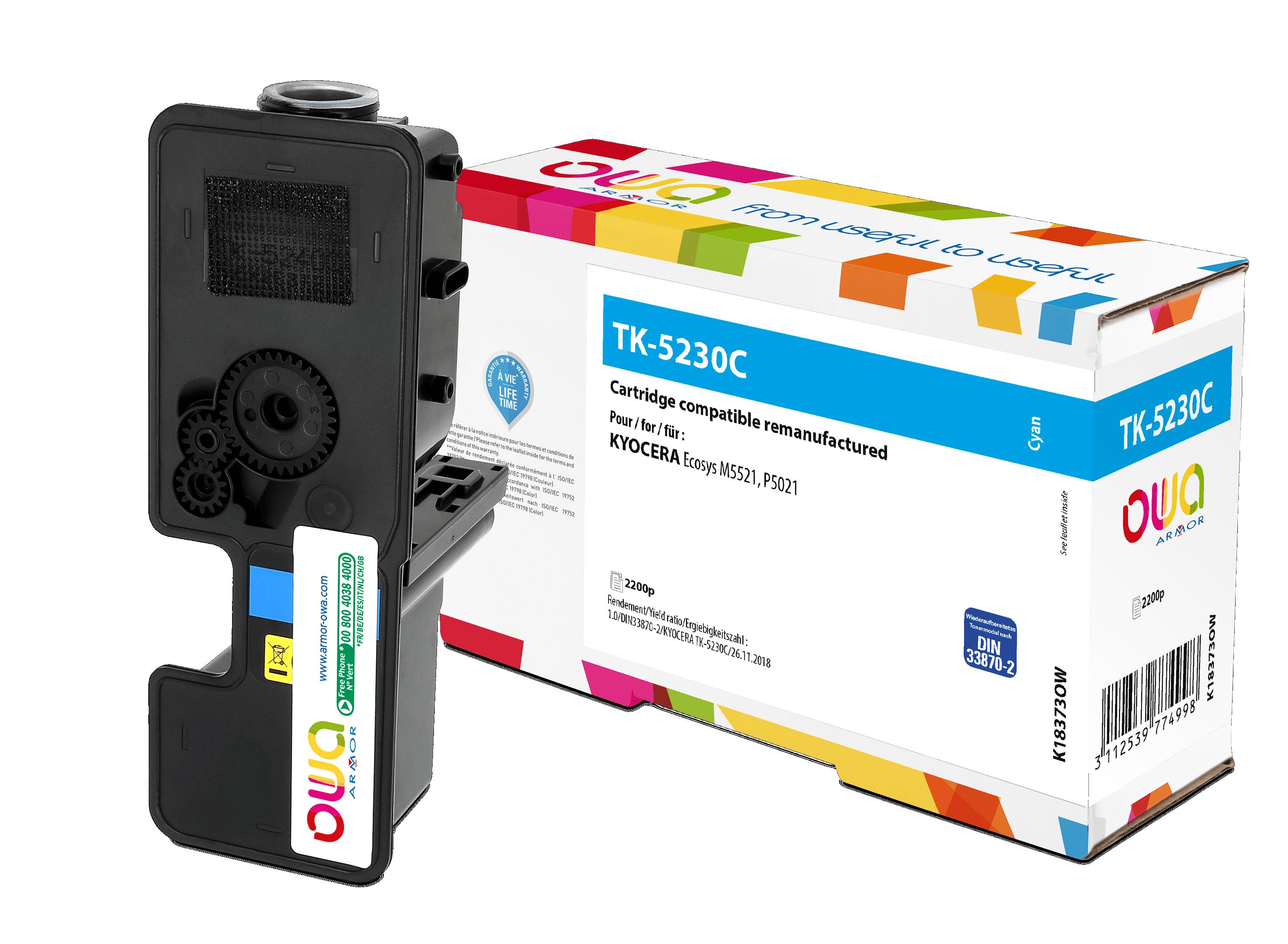 OWA Armor toner kompatibilní s Kyocera TK-5230C, 2200st, modrá/cyan