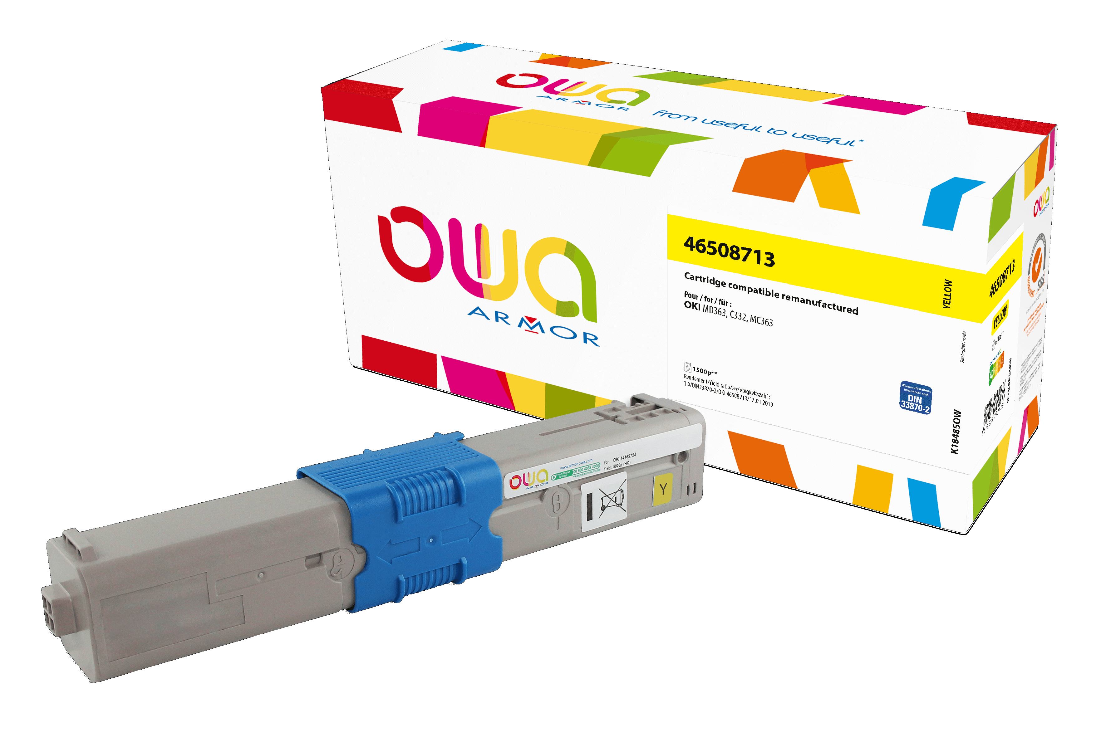 OWA Armor toner kompatibilní s OKI 46508713, 1500st, žlutá/yellow