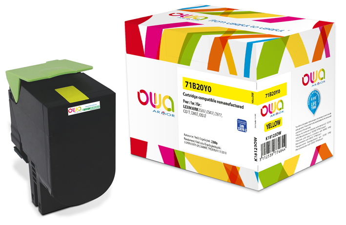 OWA Armor toner kompatibilní s LEXMARK 71B20Y0, 2300st, žlutá/yellow