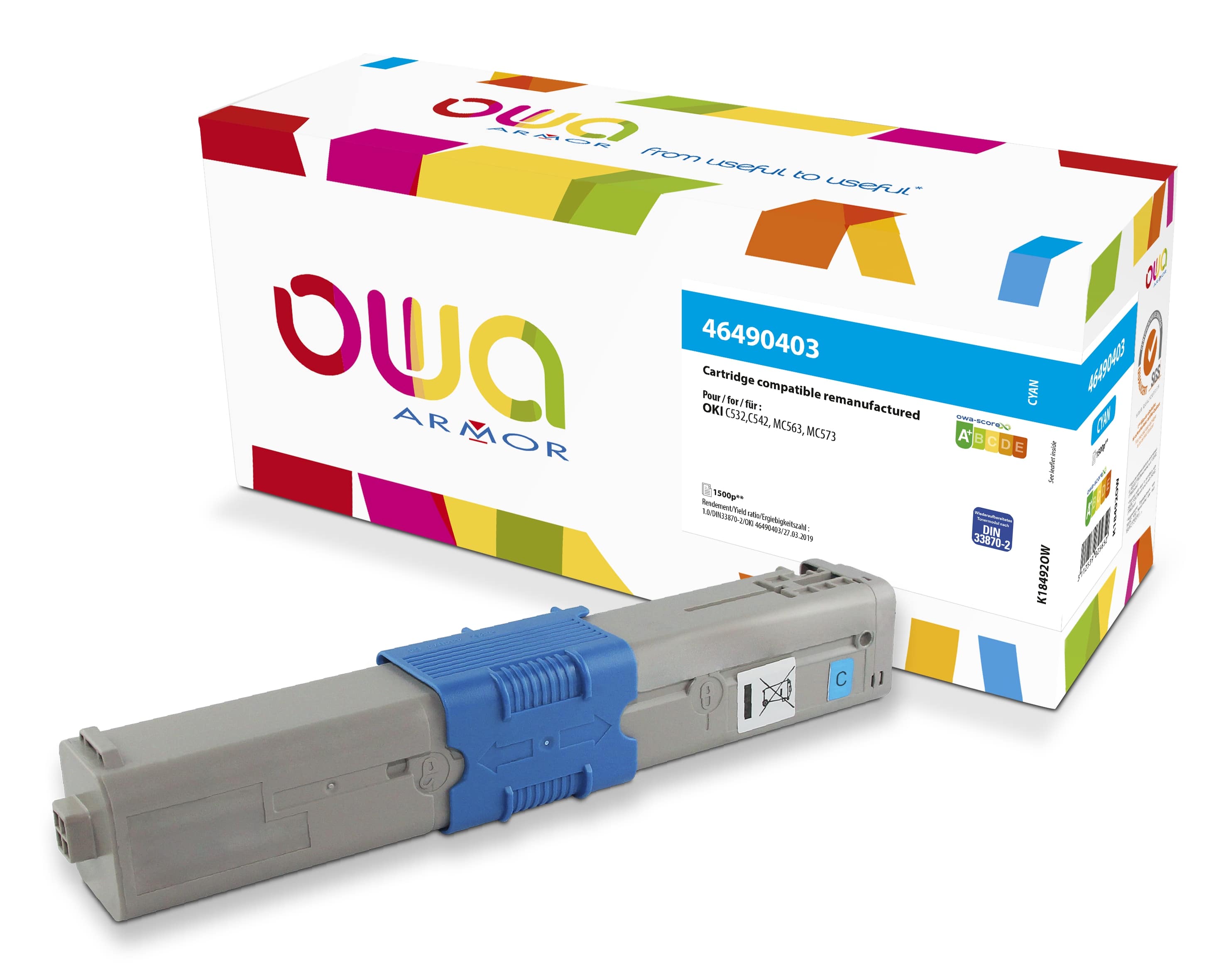 OWA Armor toner kompatibilní s OKI 46490403, 1500st, modrá/cyan