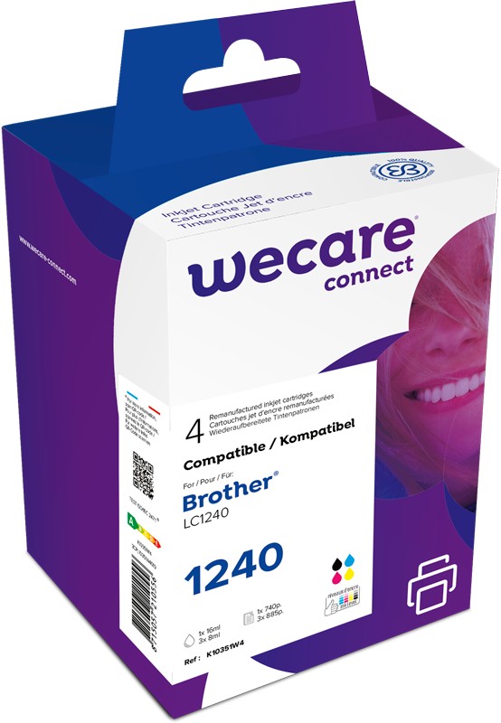 WECARE ARMOR ink sada kompatibilní s BROTHER LC-1240 VAL BP, černá/CMY