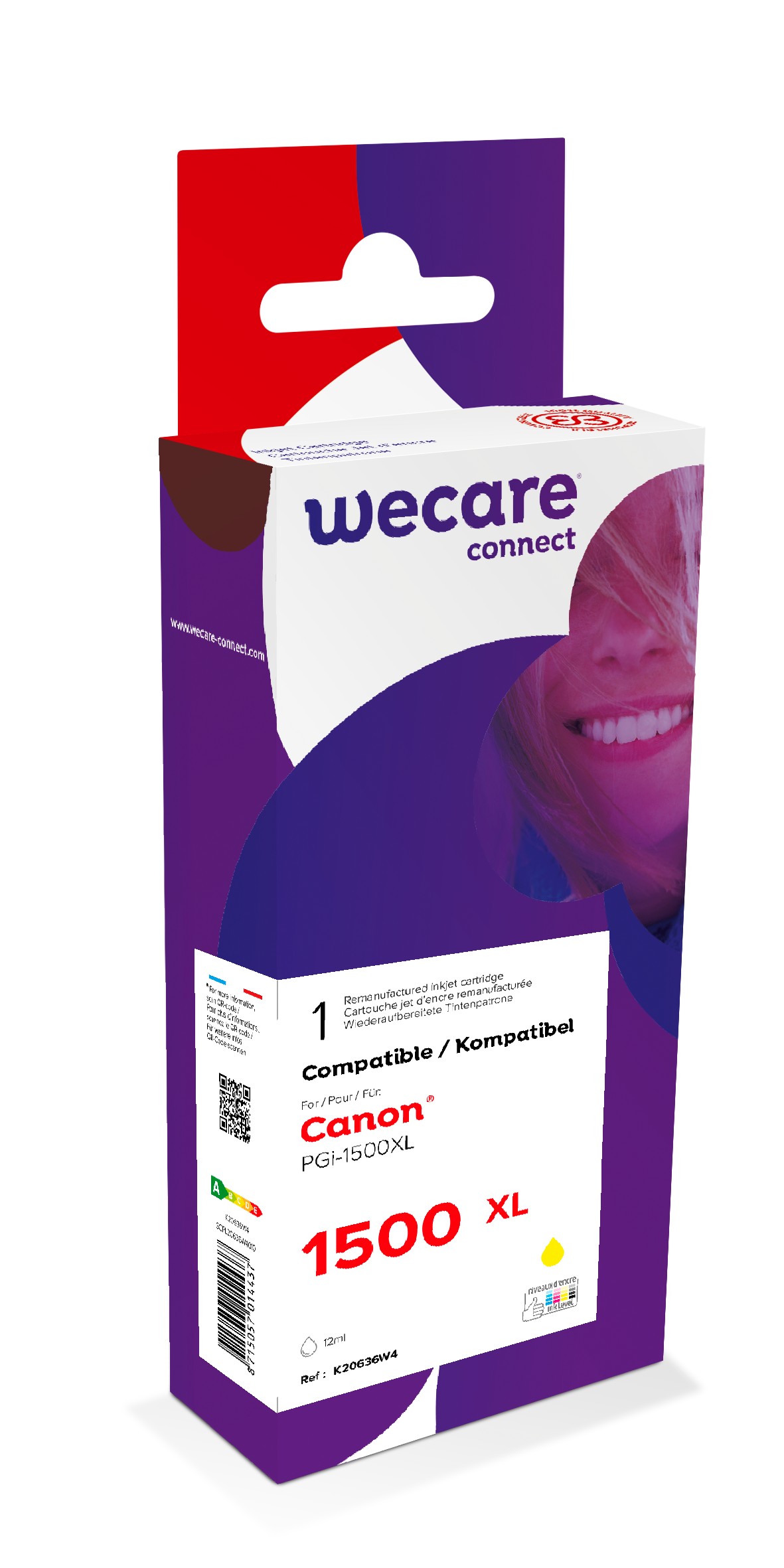 WECARE ARMOR ink kompatibilní s CANON PGi-1500XLY, žlutá/yellow