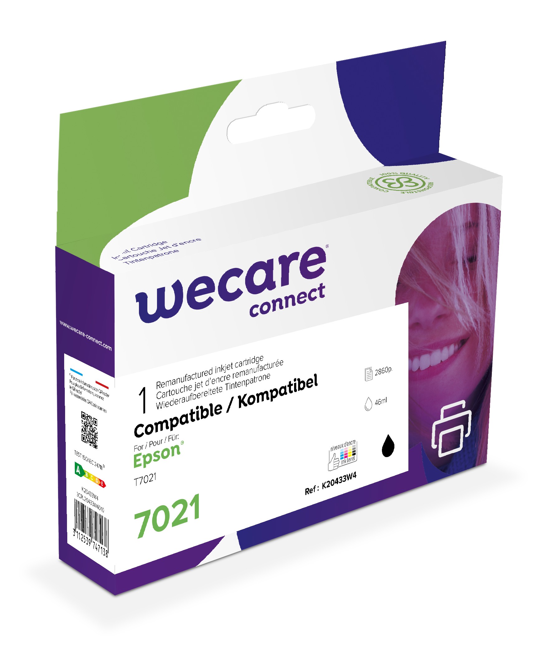 WECARE ARMOR ink kompatibilní s EPSON C13T70214010, černá/black