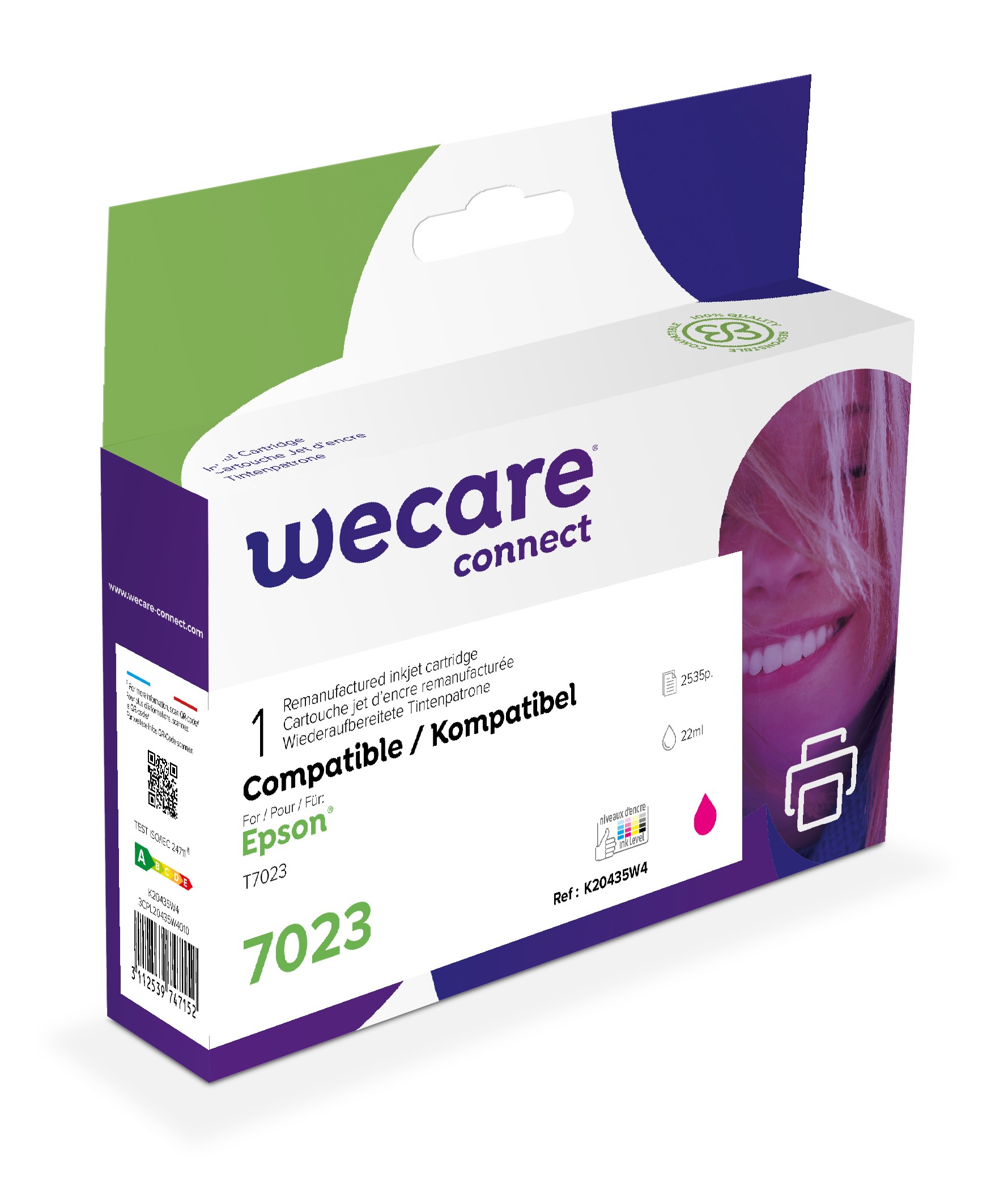 WECARE ARMOR ink kompatibilní s EPSON C13T70234010, červená/magenta