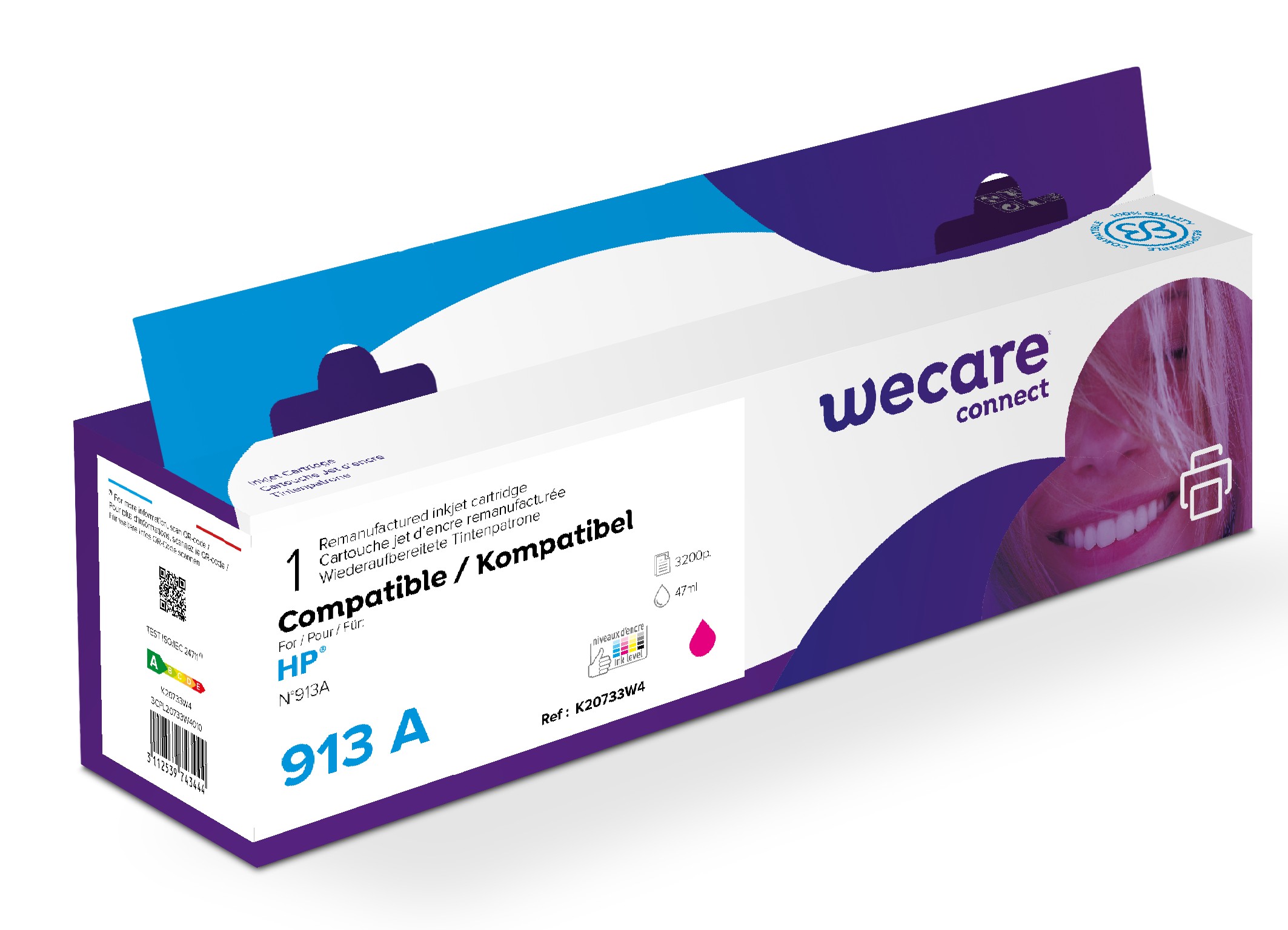 WECARE ARMOR ink kompatibilní s HP F6T77AE, modrá/cyan