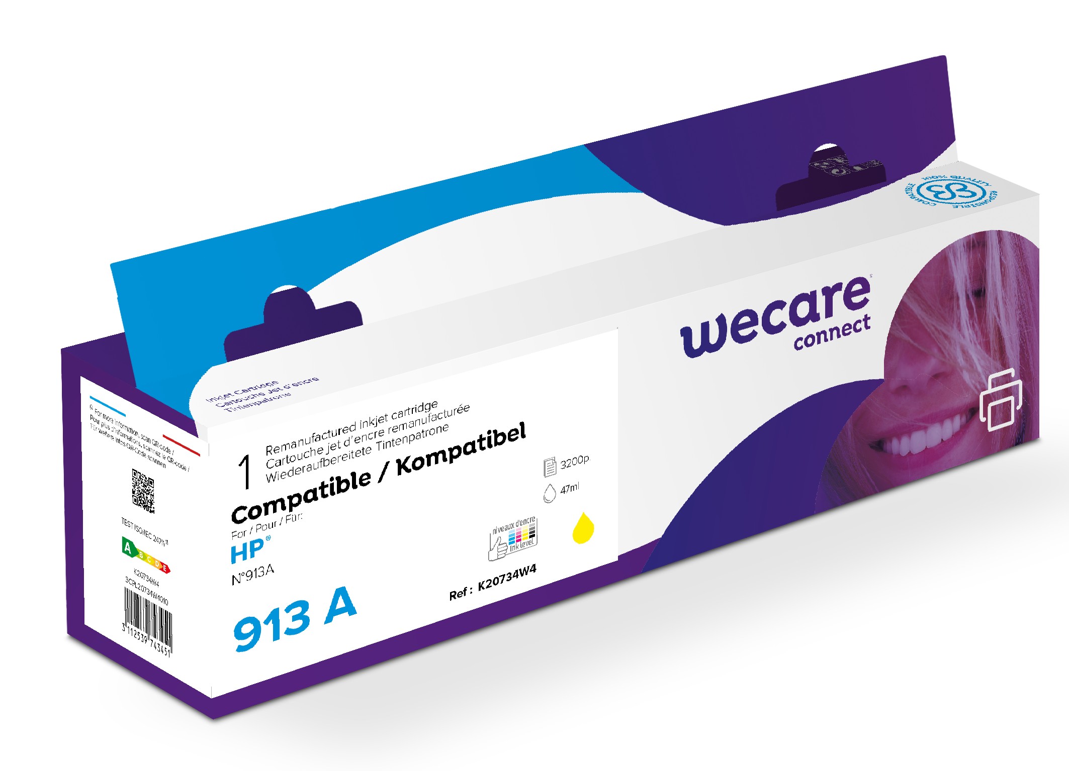 WECARE ARMOR ink kompatibilní s HP F6T79AE, žlutá/yellow