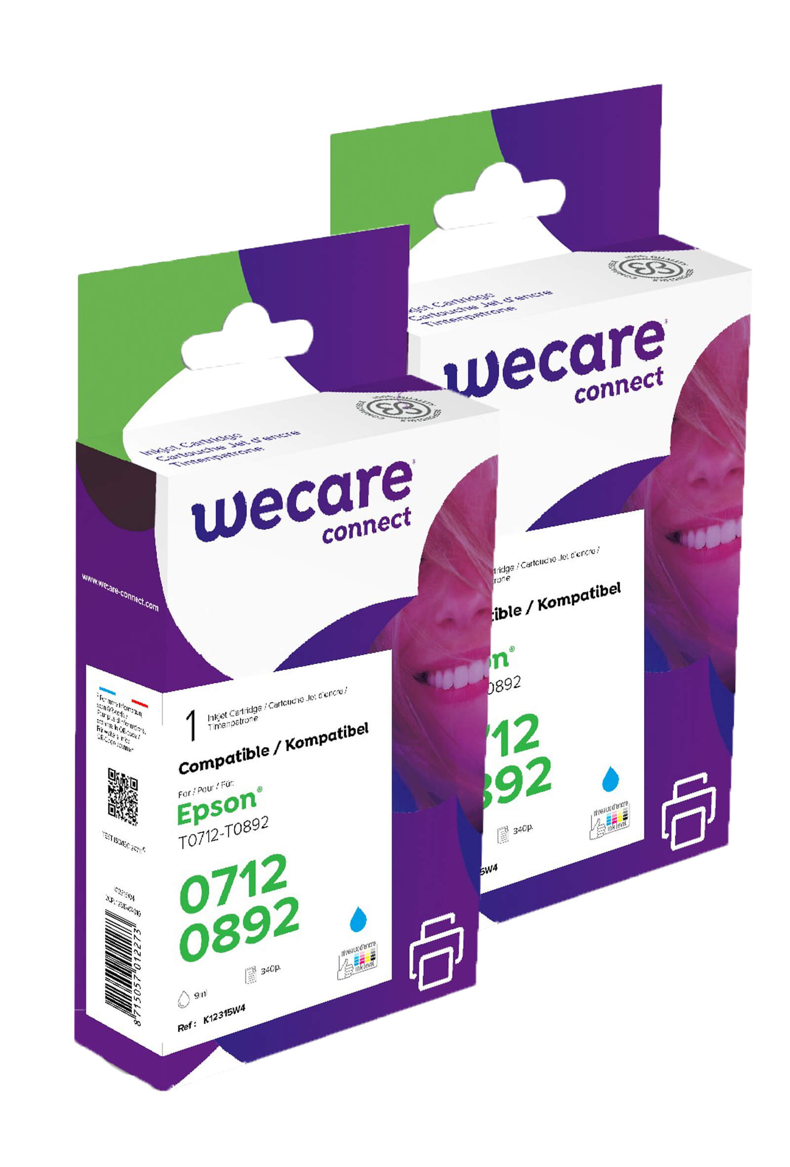 WECARE ARMOR sada ink kompatibilní s EPSON T071240 2x9ml,modrá,T071240