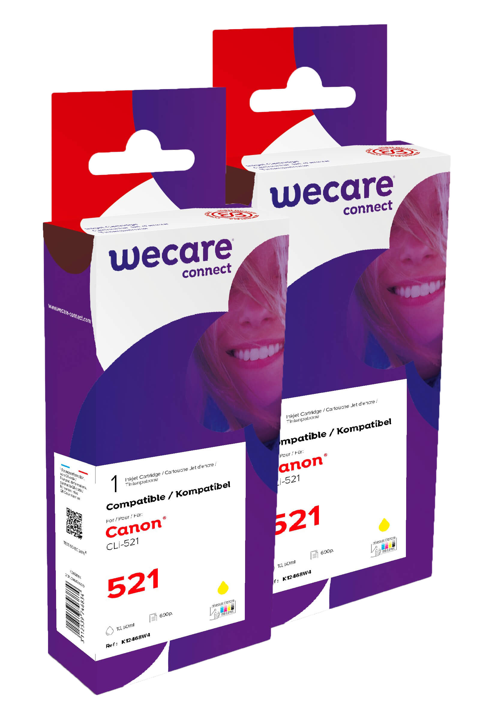 WECARE ARMOR sada ink kompatibilní s CANON CLI521Y 2x10,5ml,žlutá,CLI- 521 Y