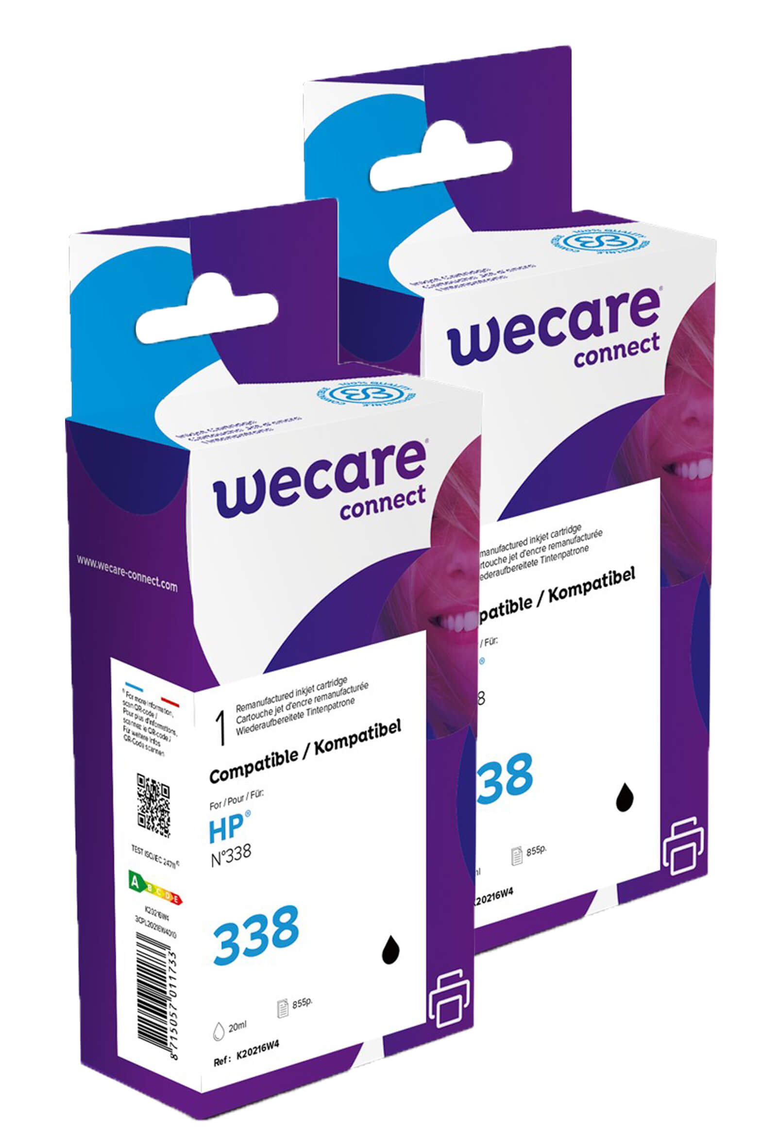 WECARE ARMOR sada ink kompatibilní s HP C8765EE, 2x20ml, černá/black