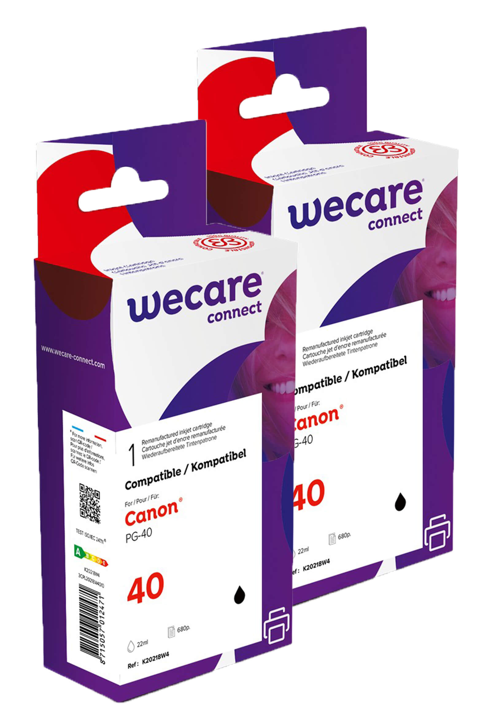 WECARE ARMOR sada ink pro CANON PG40 2x22ml,černá,PG40