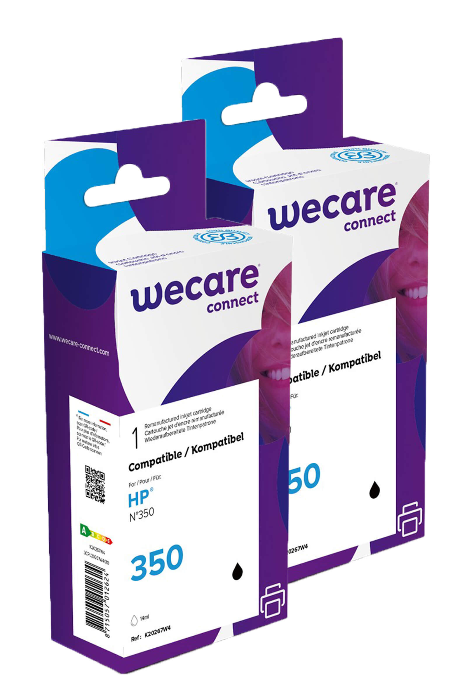 WECARE ARMOR sada ink pro HP CB335E 2x14ml,černá,CB335E